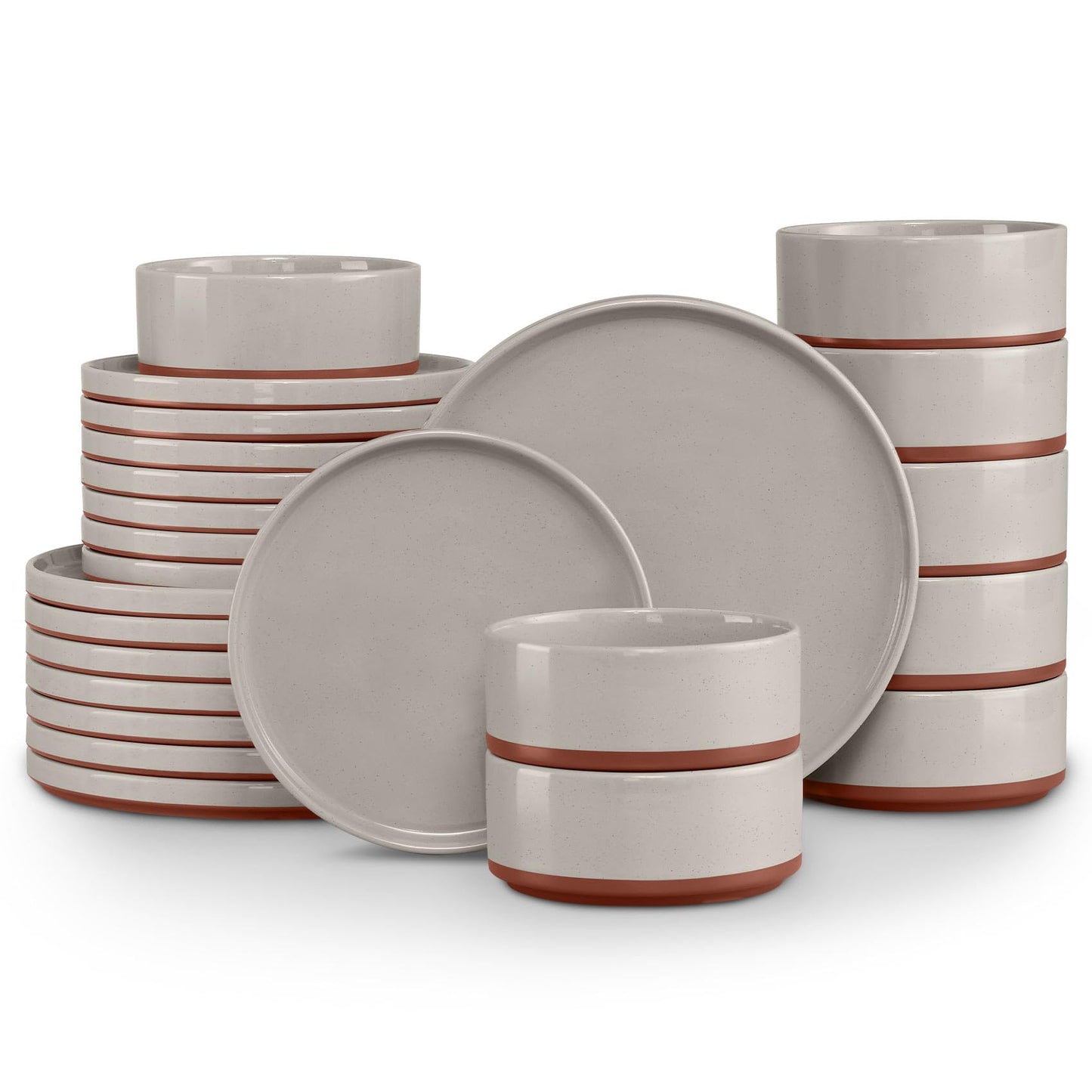 LIANYU Plates and Bowls Sets, 12 Pieces Stoneware Dinnerware Set for 4, Modern Kitchen Dinner Set Ceramic Dishware Dishes Set, Microwave and Dishwasher Safe, Cloud White