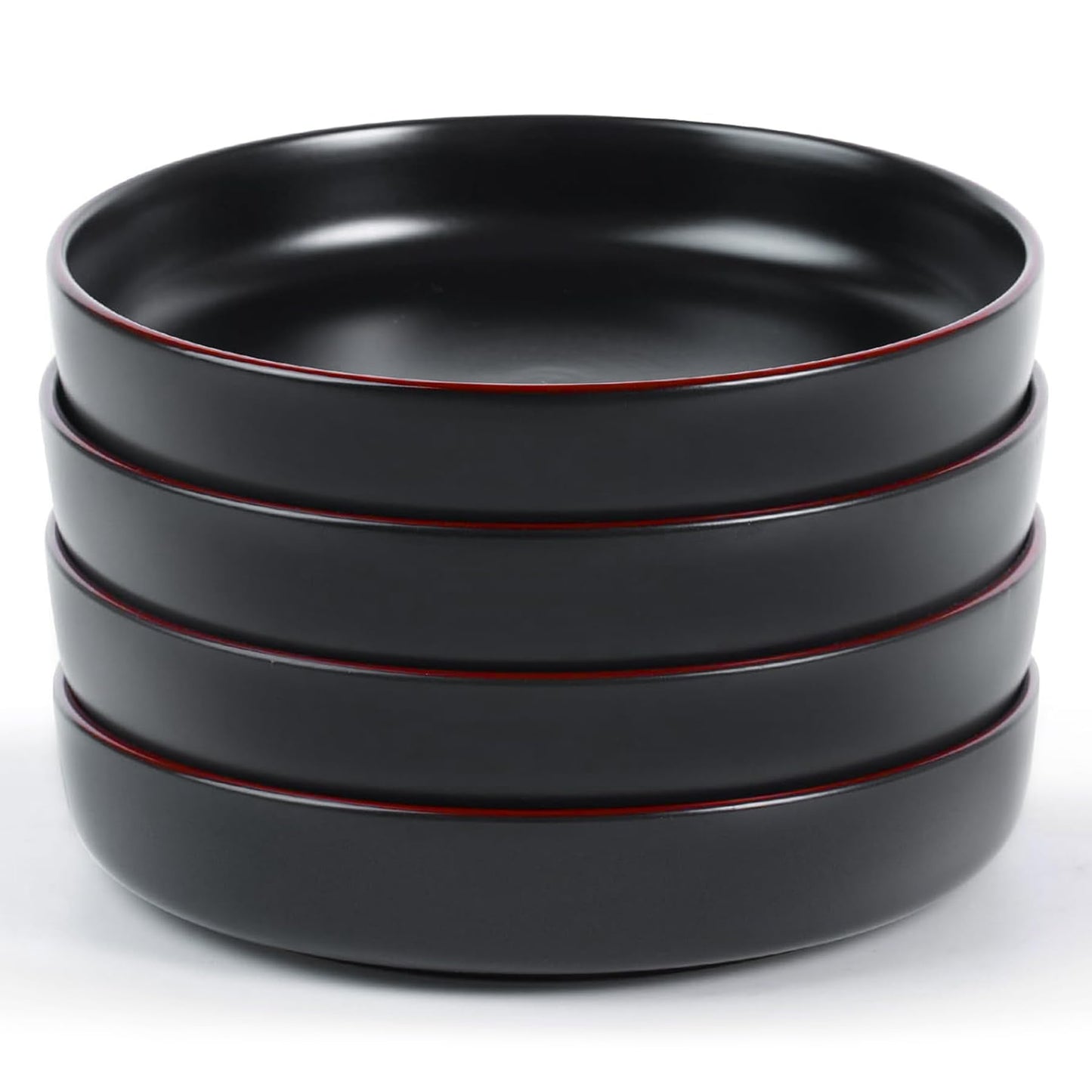 famiware Mercury Pasta Bowls Set of 4, 33 oz Large Salad Bowls, Ceramic Pasta Plates Bowls, Serving Bowls for Kitchen, Microwave & Dishwasher Safe, Charcoal