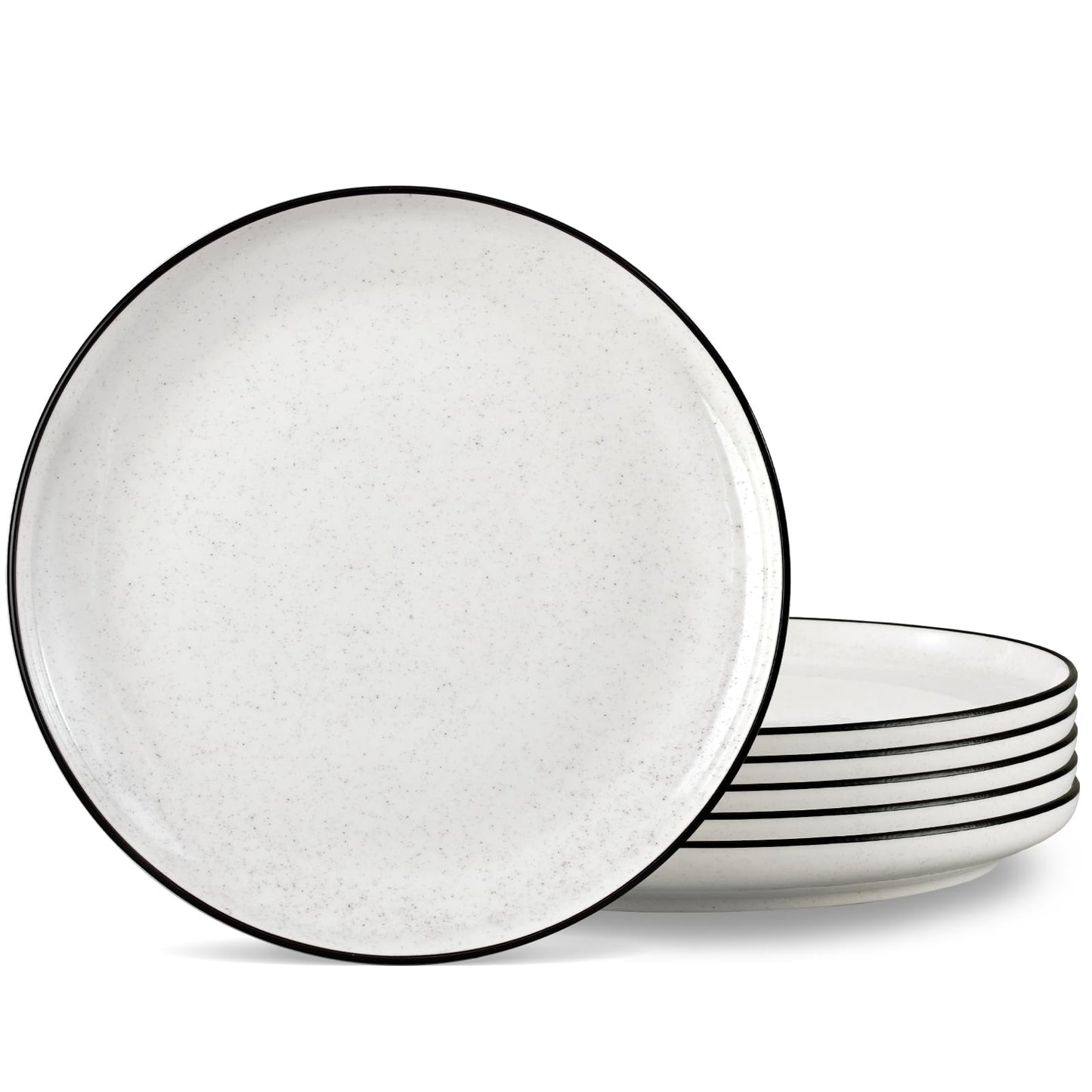 Plates and Bowls Sets for 4,12 Pieces Ceramic Dish set, White Dinnerware Set for Kitchen, Modern Design Plate Sets with Black Rim, Microwave and Dishwasher Safe