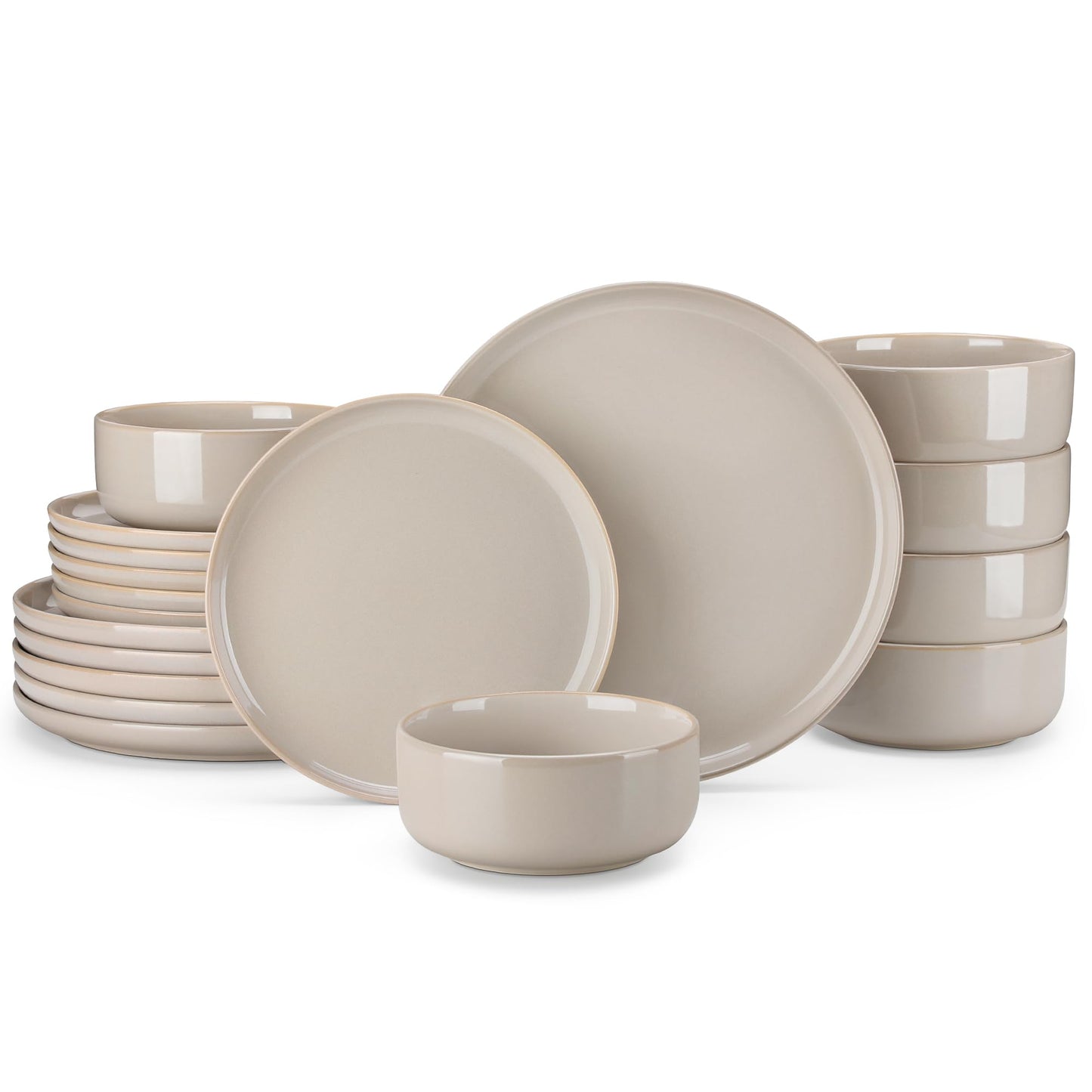 vancasso PLAYA Plates and Bowls Sets, 12 Pieces Grey-Blue Dinnerware Sets for Kitchen, Reactive Glaze Dishes Set for 4, Dishwasher and Microwave Safe