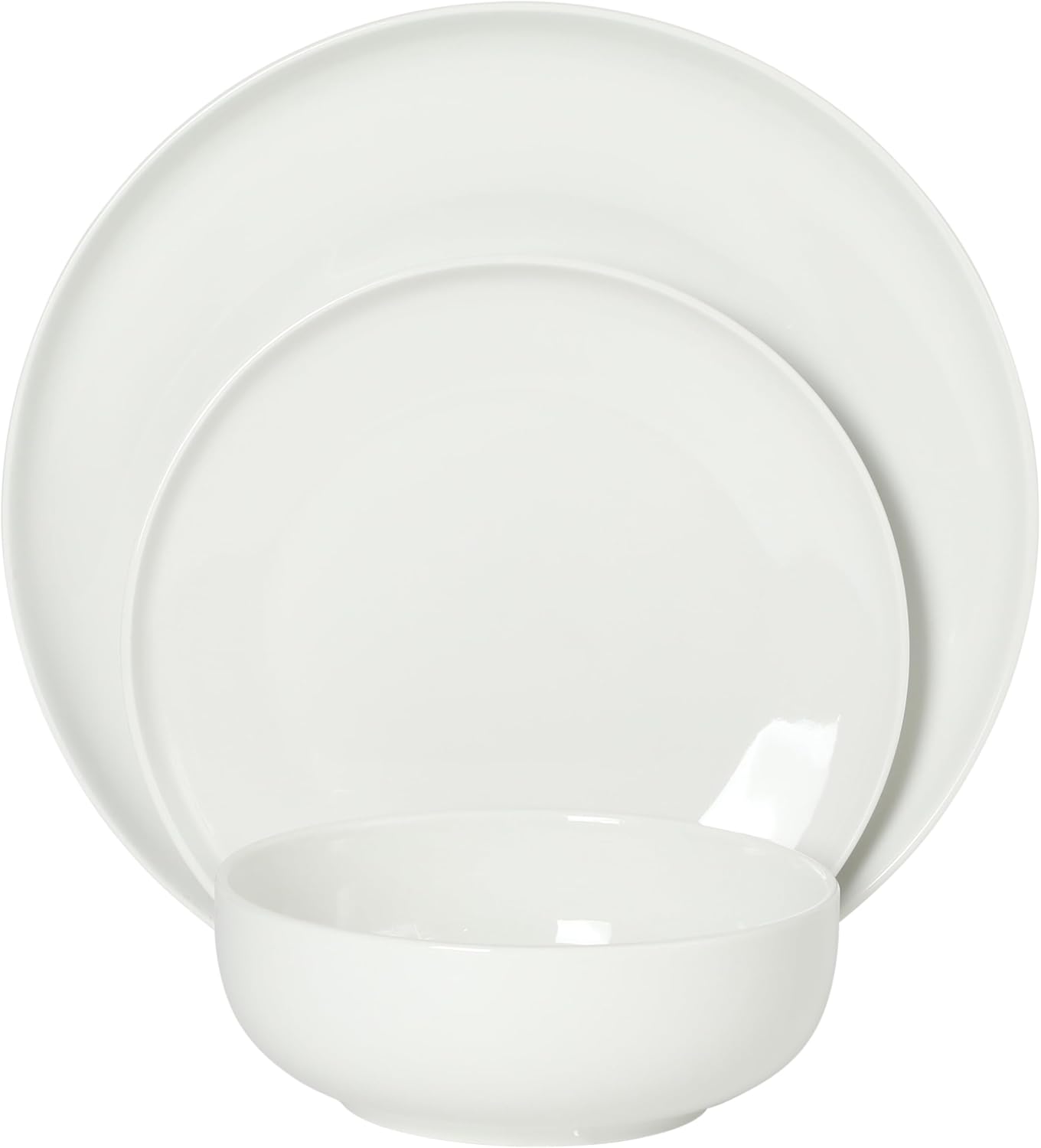 Gibson Home Havenstone 12-Piece Porcelain Dinnerware Set – Dinner Plates, Salad Plates & Bowls, Classic White Everyday Dish Set for Home, Kitchen, Microwave & Dishwasher Safe