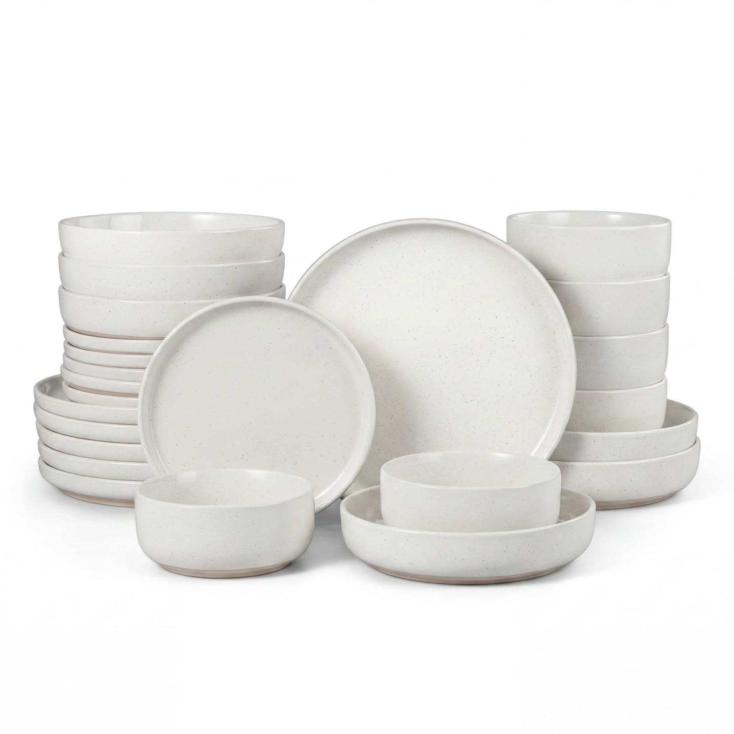 HaWare Stoneware Dinnerware Sets, 12-Piece Plates and Bowls Set for 4, Dishes Set for Home Restaurant, Speckled Asparagus Green