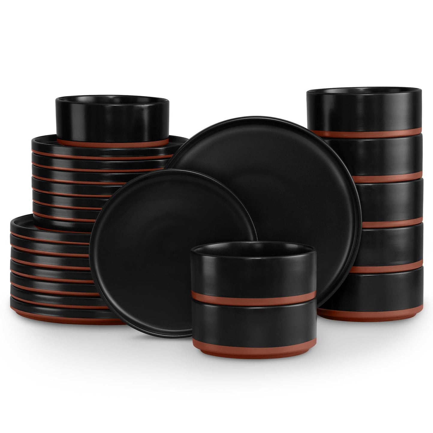 LIANYU Plates and Bowls Sets, 12 Pieces Stoneware Dinnerware Set for 4, Modern Kitchen Dinner Set Ceramic Dishware Dishes Set, Microwave and Dishwasher Safe, Cloud White