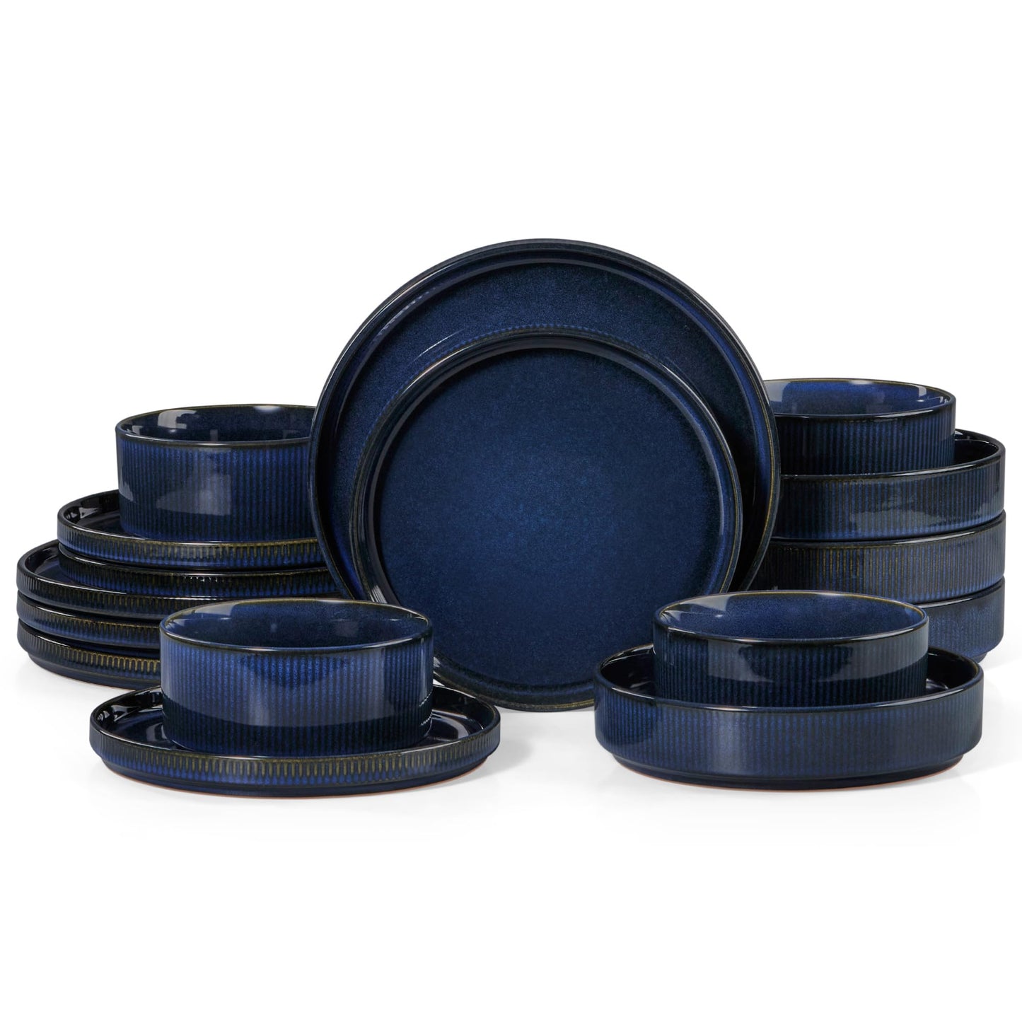 LIANYU 12 Piece Porcelain Dinnerware Sets for 4, Ceramic Durable Plates and Bowls, Chip and Scratch Resistant Dishware Dishes Set, Dishwasher & Microwave Safe Stoneware Set, Black Onyx