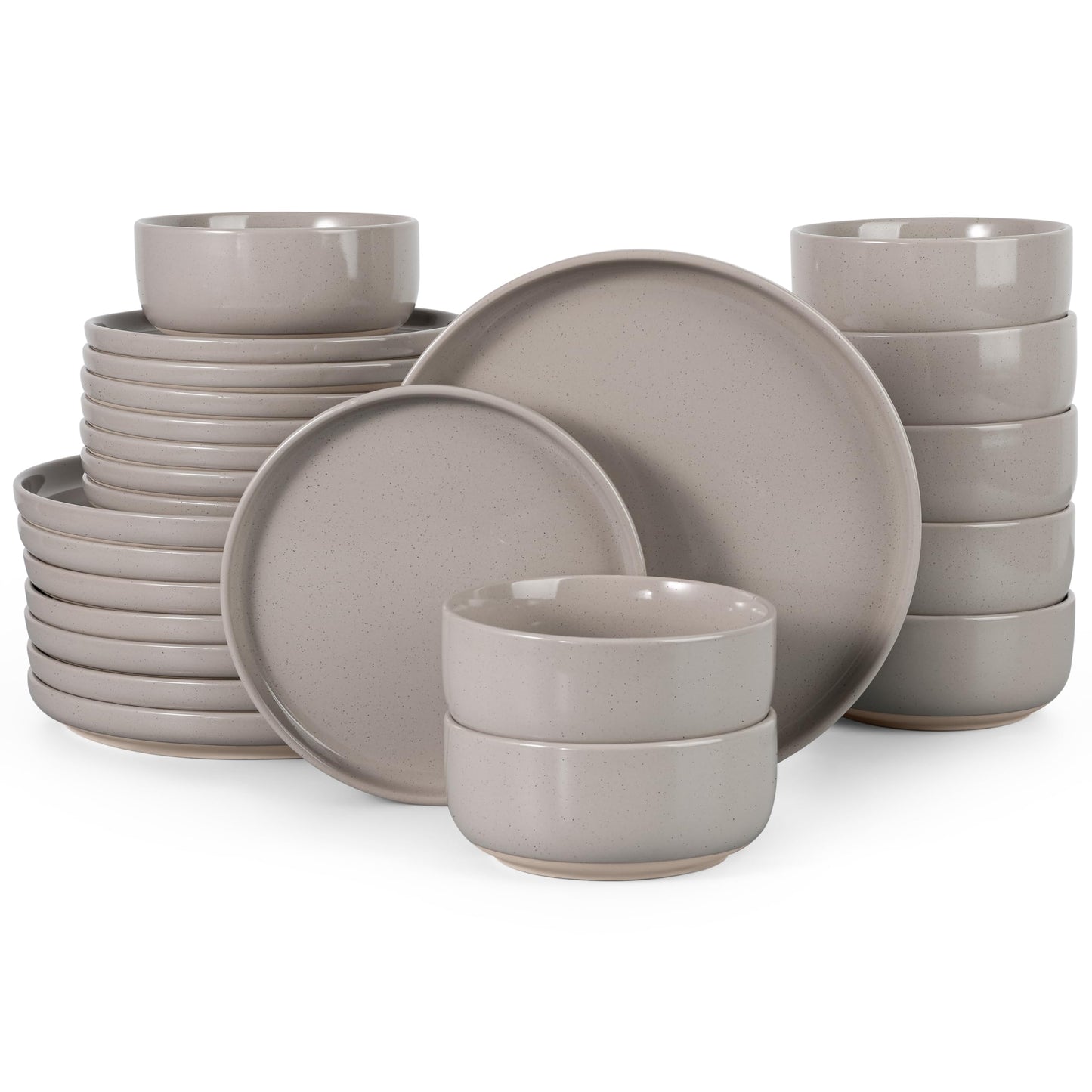 HaWare Stoneware Dinnerware Sets, 12-Piece Plates and Bowls Set for 4, Dishes Set for Home Restaurant, Speckled Asparagus Green