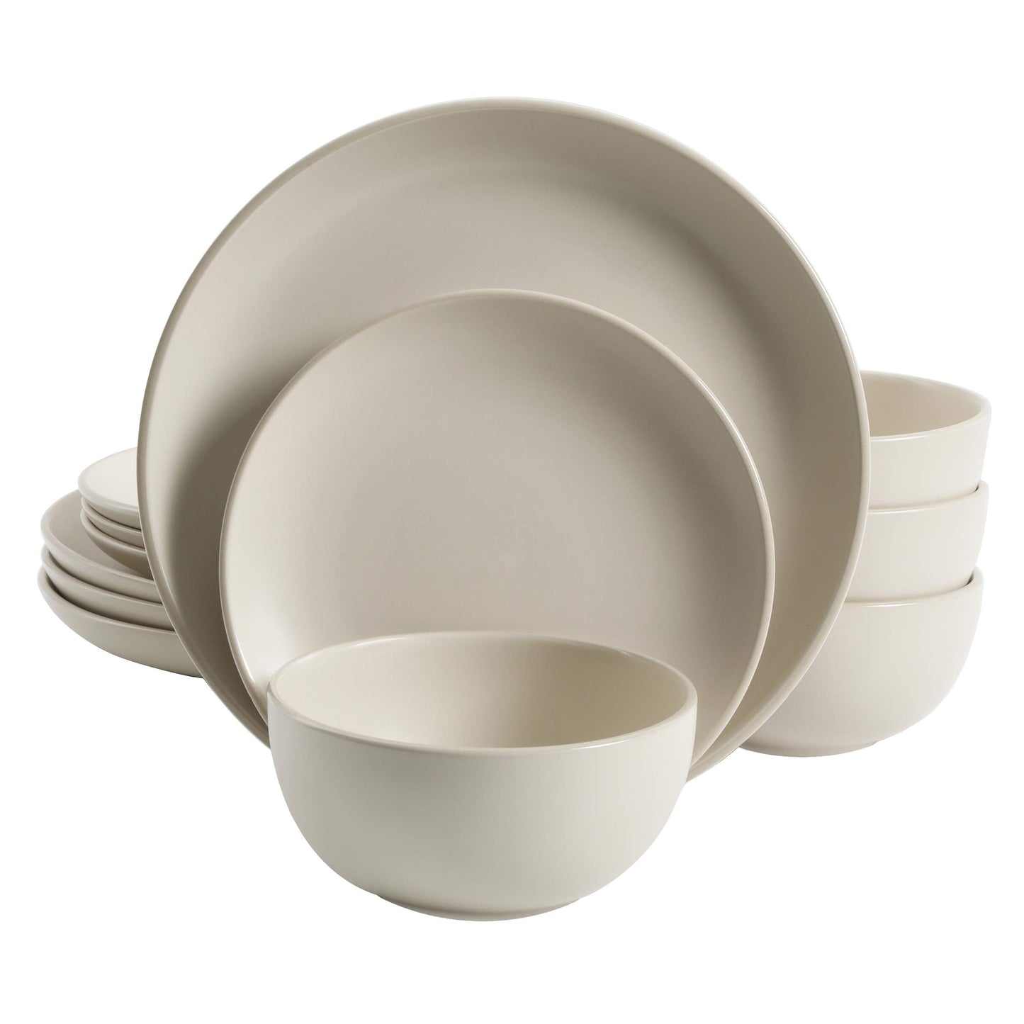 Gibson Home Rockaway 12-Piece Stoneware Dinnerware Set, Service for 4 – Modern Round Plates and Bowls, Dishwasher & Microwave Safe, Black