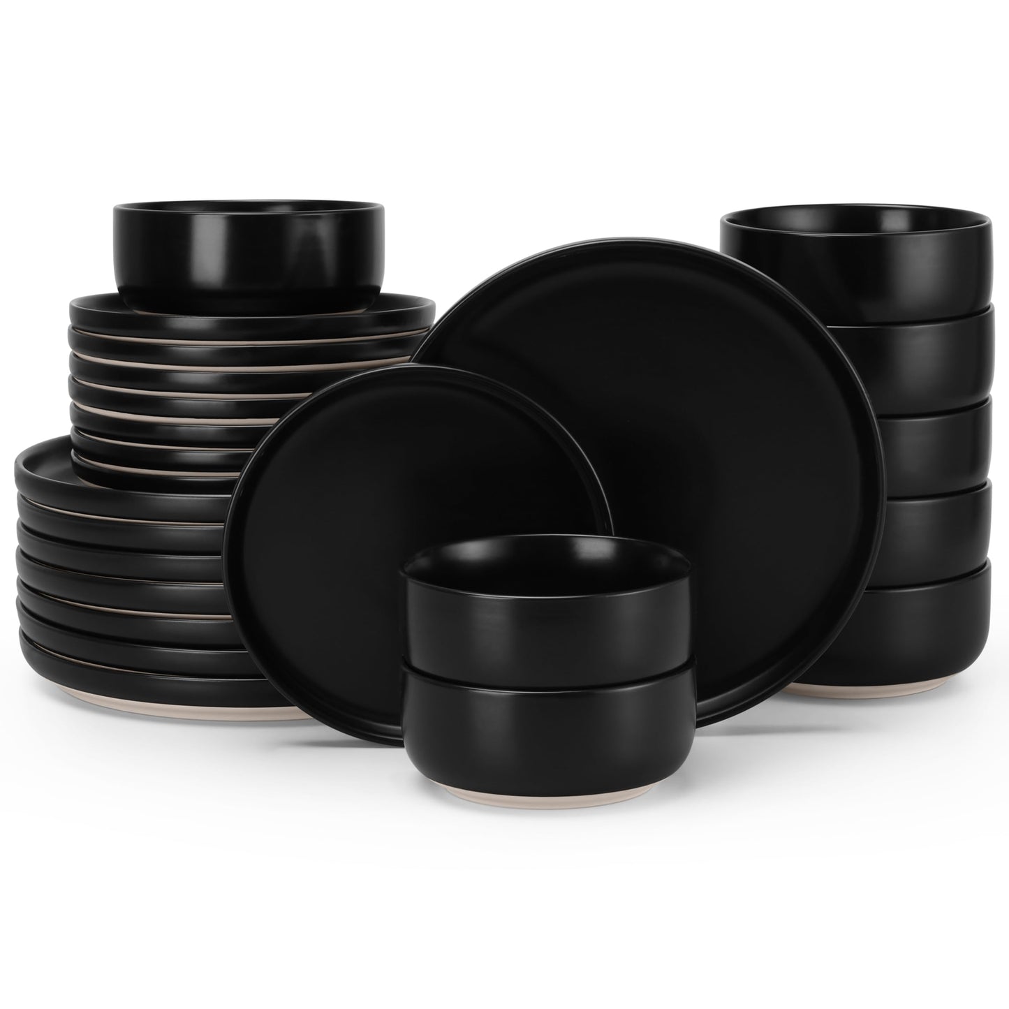 HaWare Stoneware Dinnerware Sets, 12-Piece Plates and Bowls Set for 4, Dishes Set for Home Restaurant, Speckled Asparagus Green