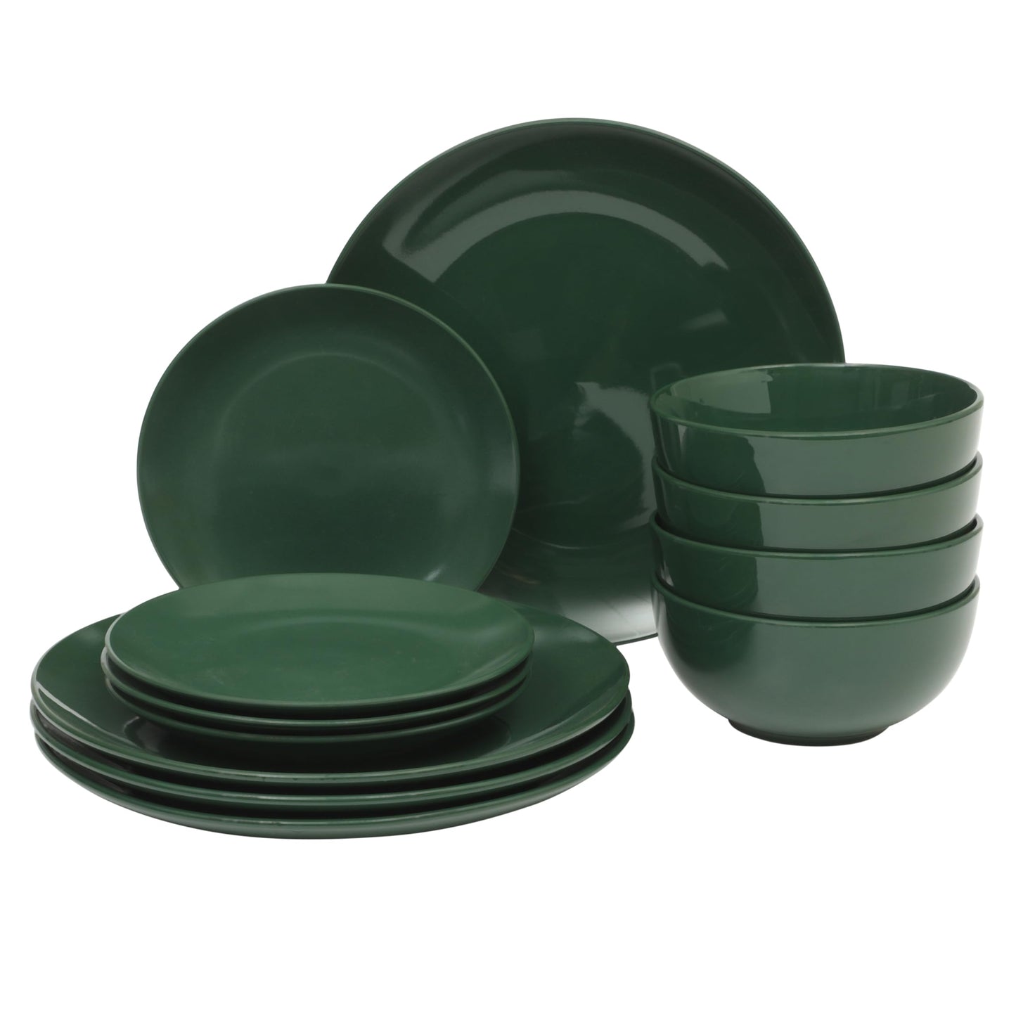Gibson Home Rockaway 12-Piece Stoneware Dinnerware Set, Service for 4 – Modern Round Plates and Bowls, Dishwasher & Microwave Safe, Black