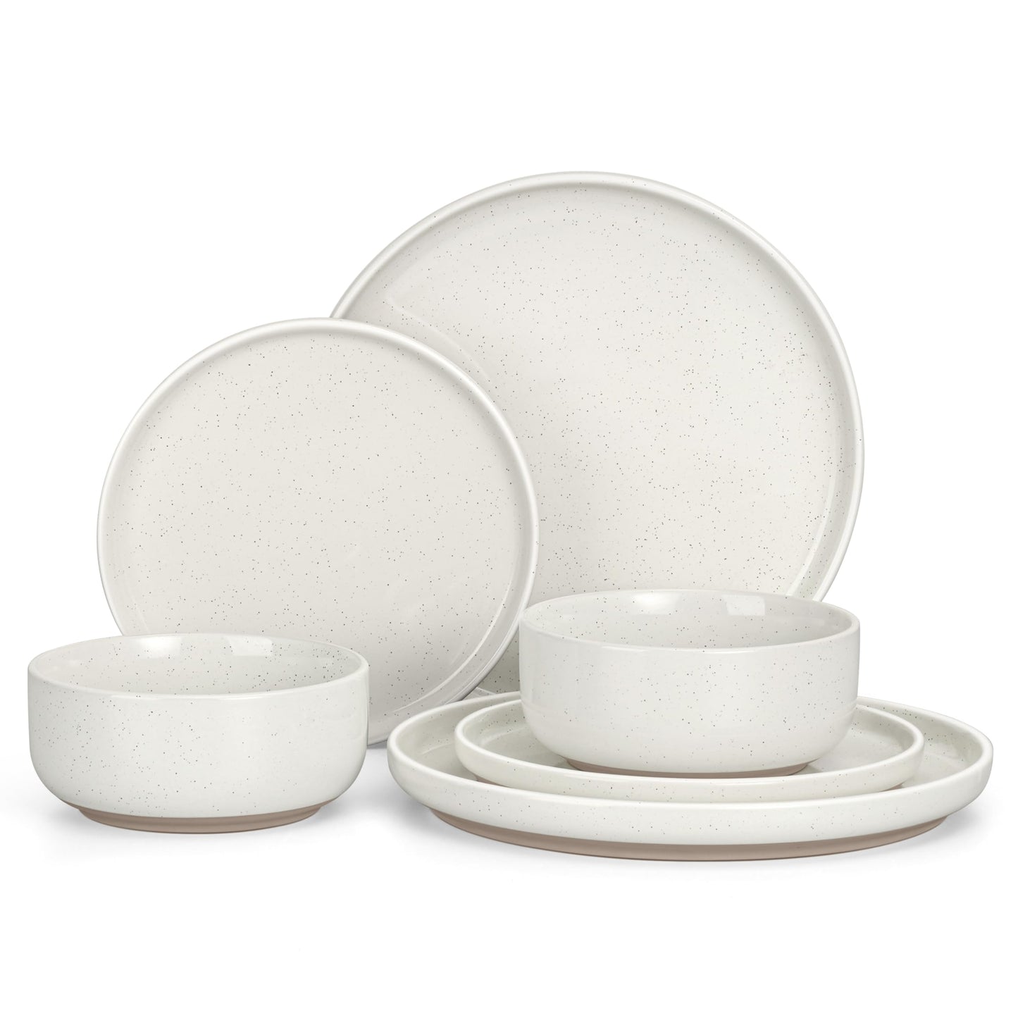HaWare Stoneware Dinnerware Sets, 12-Piece Plates and Bowls Set for 4, Dishes Set for Home Restaurant, Speckled Asparagus Green