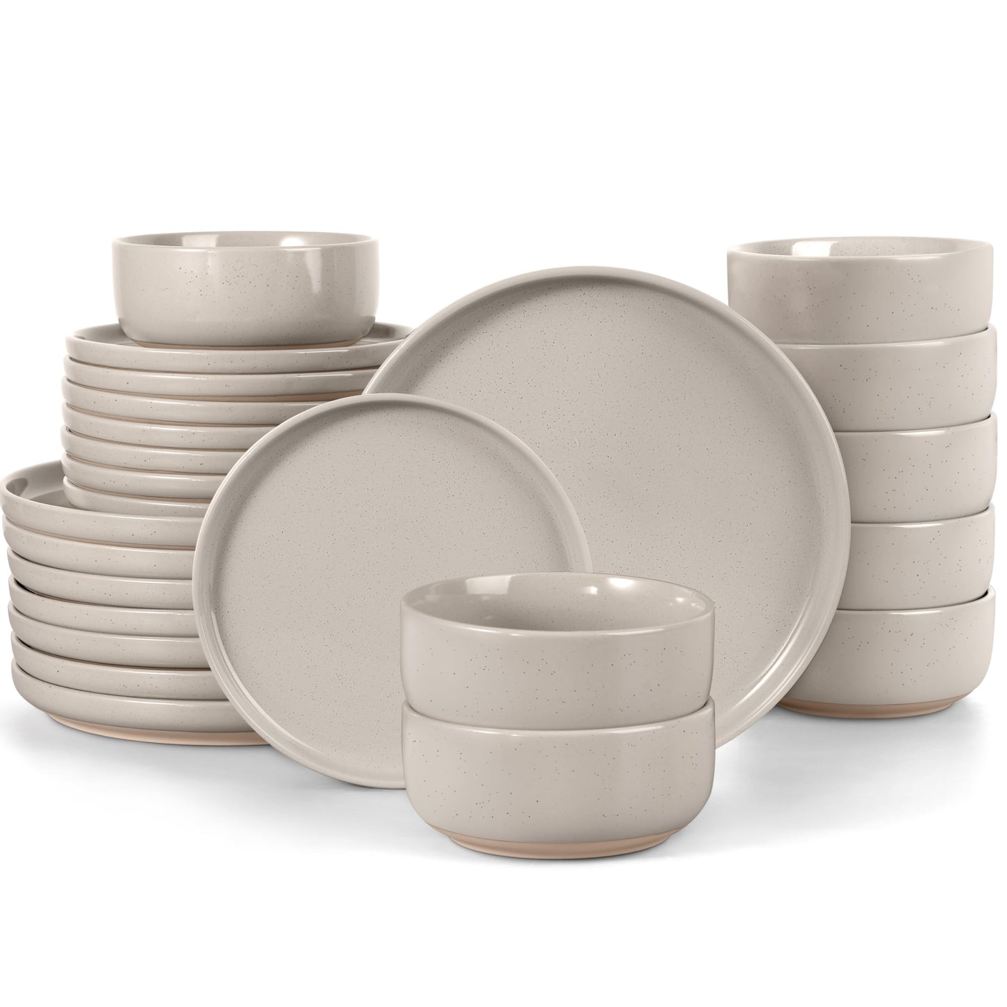 LIANYU Plates and Bowls Sets, 12 Pieces Stoneware Dinnerware Set for 4, Modern Kitchen Dinner Set Ceramic Dishware Dishes Set, Microwave and Dishwasher Safe, Cloud White
