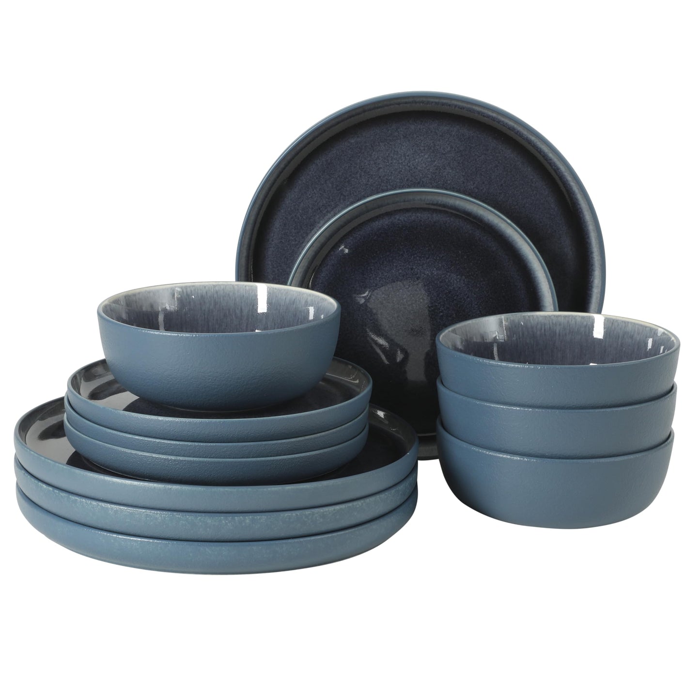 Gibson Elite Soho Lounge Square 16-Piece Dinnerware Set, Service for 4, Reactive Glaze Stoneware Plates and Bowls, Modern Dishes, Microwave & Dishwasher Safe – Red and Black