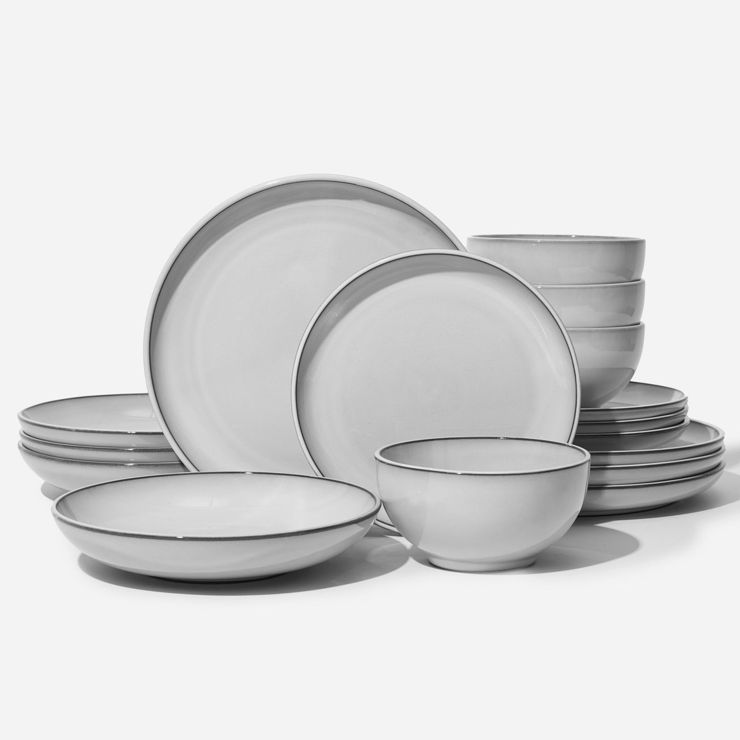 Pokini Stoneware Dinnerware Sets Service for 4, 12 pcs Reactive Glaze Plates and Bowls Sets, Handmade Ceramic Dish Set, Highly Chip and Crack Resistant Modern Plate Set, Brown Green