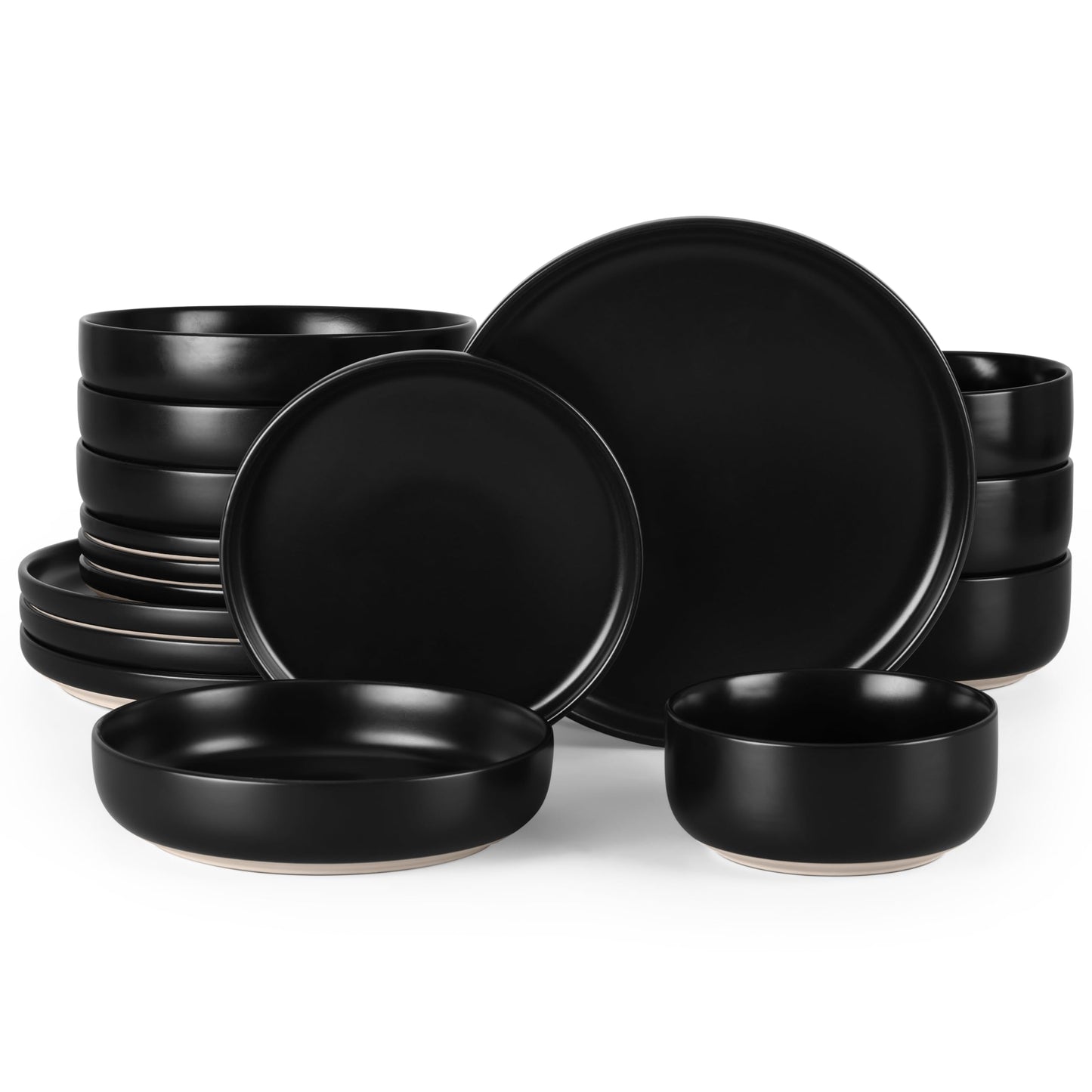 HaWare Stoneware Dinnerware Sets, 12-Piece Plates and Bowls Set for 4, Dishes Set for Home Restaurant, Speckled Asparagus Green