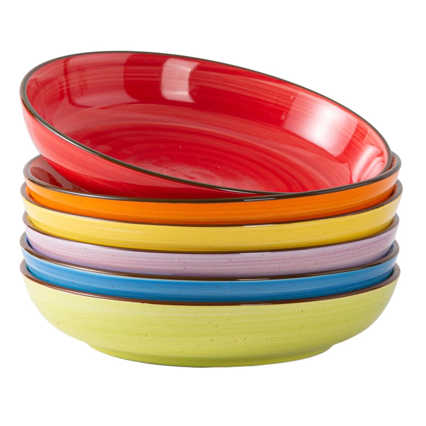 Y YHY 8.5'' Pasta Bowls Set of 6, 30 oz Ceramic Shallow Salad Bowls, Large Serving Soup Bowls Pasta Plates, Microwave & Dishwasher Safe Dinnerware Valentine's Day Gift, Gradient Blue