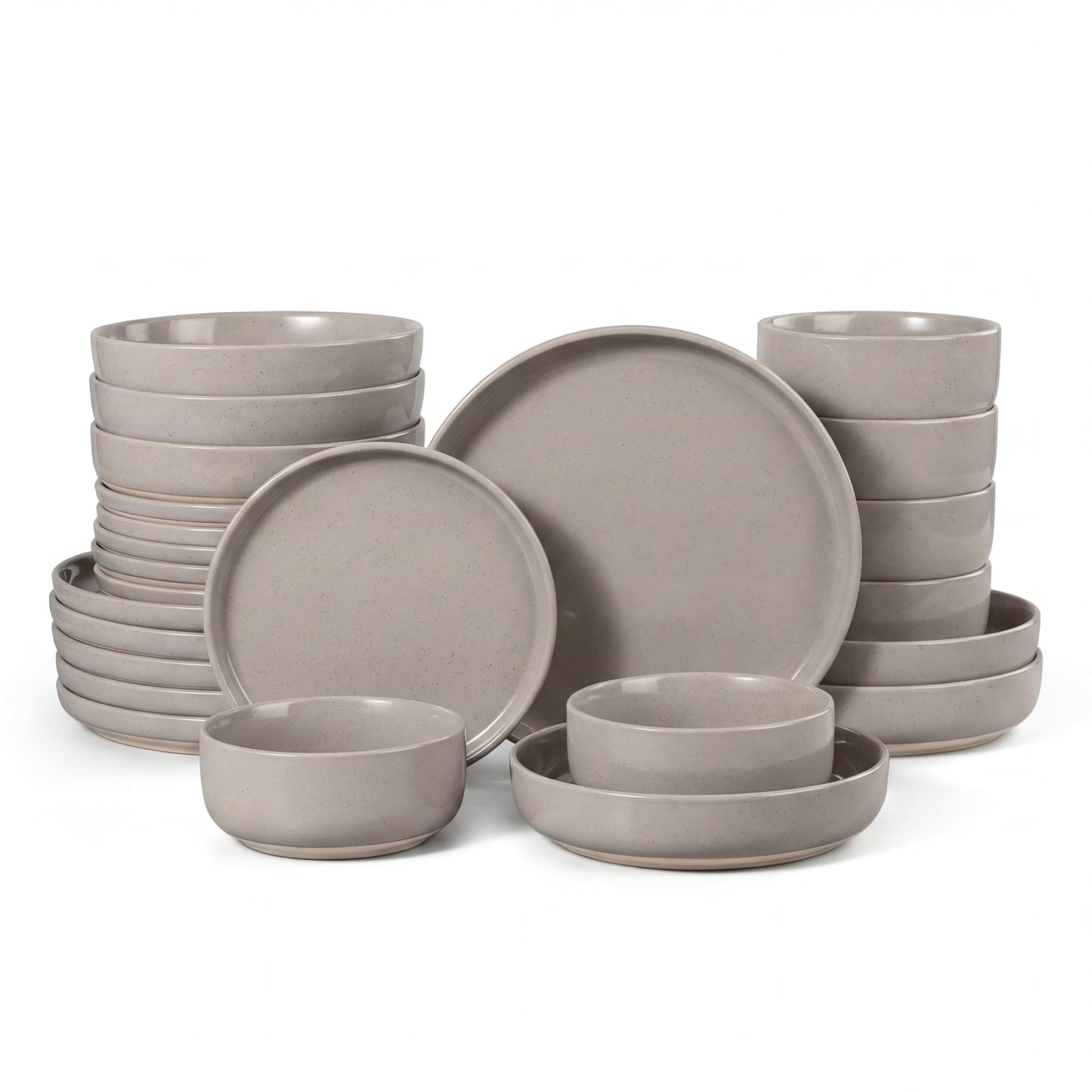 HaWare Stoneware Dinnerware Sets, 12-Piece Plates and Bowls Set for 4, Dishes Set for Home Restaurant, Speckled Asparagus Green