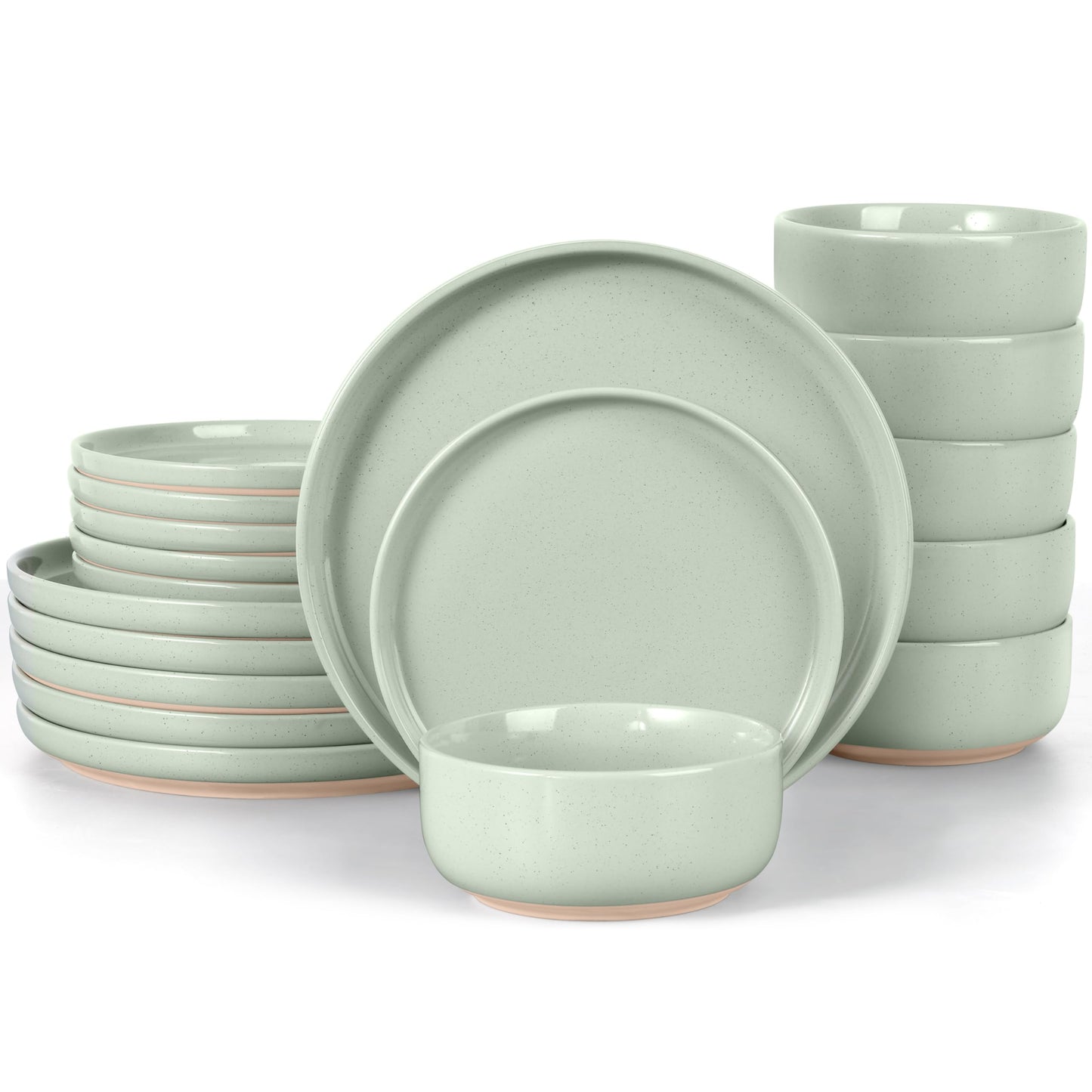 LIANYU Plates and Bowls Sets, 12 Pieces Stoneware Dinnerware Set for 4, Modern Kitchen Dinner Set Ceramic Dishware Dishes Set, Microwave and Dishwasher Safe, Cloud White