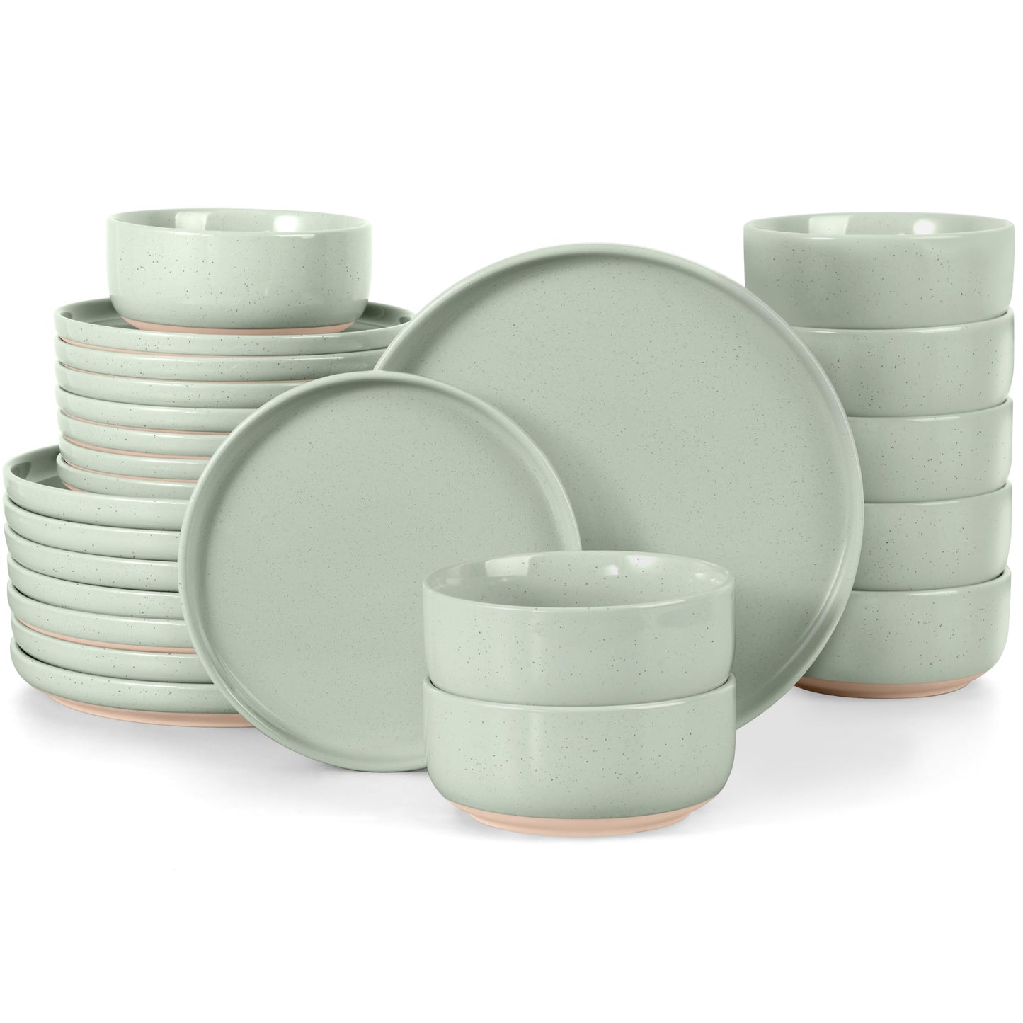 LIANYU Plates and Bowls Sets, 12 Pieces Stoneware Dinnerware Set for 4, Modern Kitchen Dinner Set Ceramic Dishware Dishes Set, Microwave and Dishwasher Safe, Cloud White