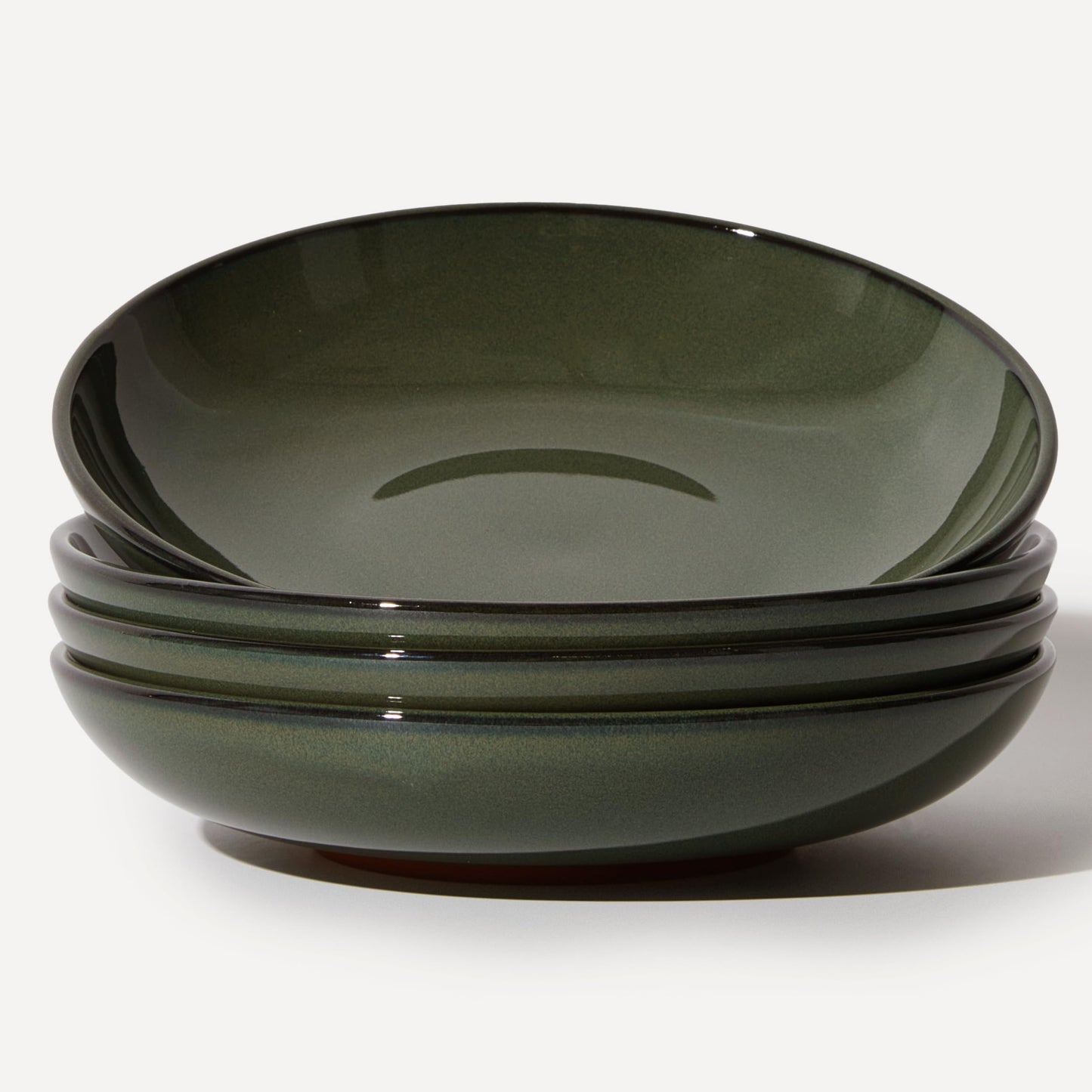 Pokini 8.75 Inch Large Ceramic Pasta Bowls, 32 Oz Reactive Glaze Stoneware Pasta Serving Bowls Set of 4 for Kitchen, Wide Bowls for Fruit,Pasta,Salad,Soup, Scratch Resistant-Brown and Green