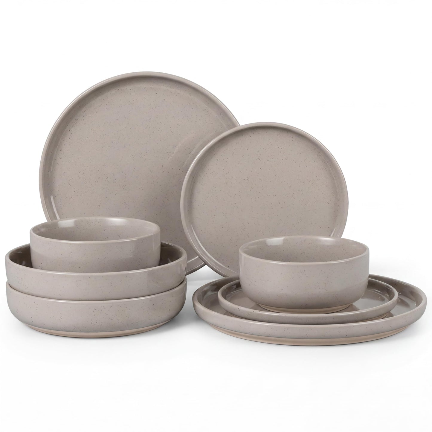 HaWare Stoneware Dinnerware Sets, 12-Piece Plates and Bowls Set for 4, Dishes Set for Home Restaurant, Speckled Asparagus Green