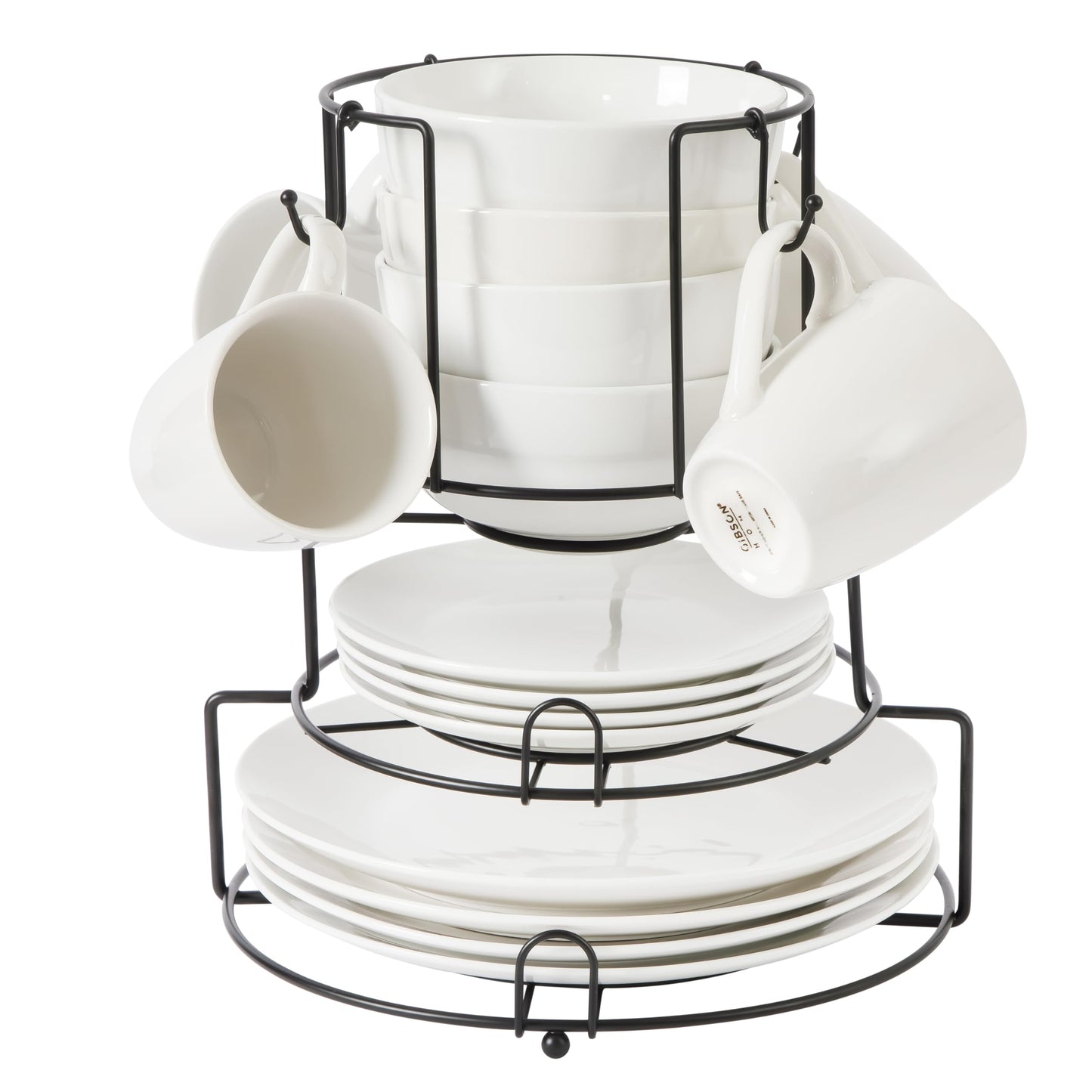Gibson Home Oslo Dinnerware Set for 4, 16-Piece White Porcelain Plates and Bowls — Ceramic Dish Set | Microwave & Dishwasher Safe