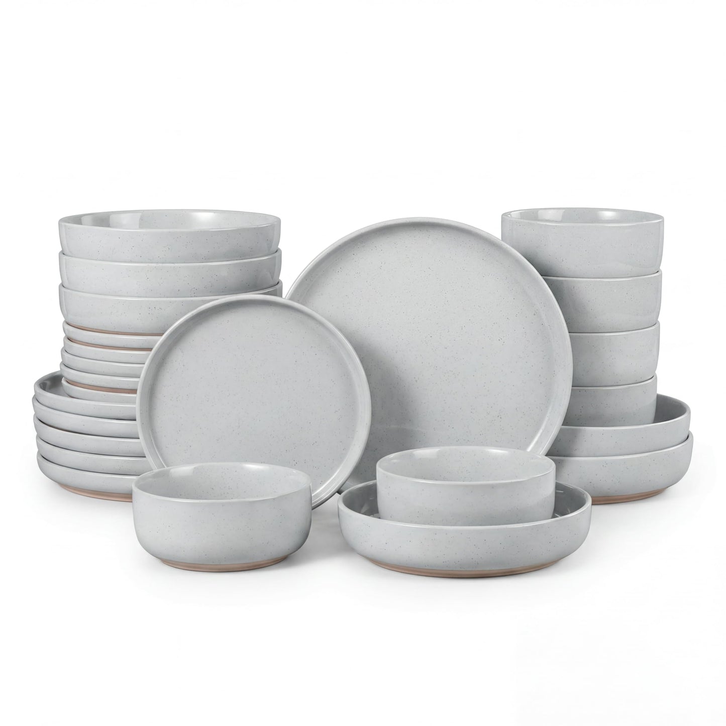 HaWare Stoneware Dinnerware Sets, 12-Piece Plates and Bowls Set for 4, Dishes Set for Home Restaurant, Speckled Asparagus Green