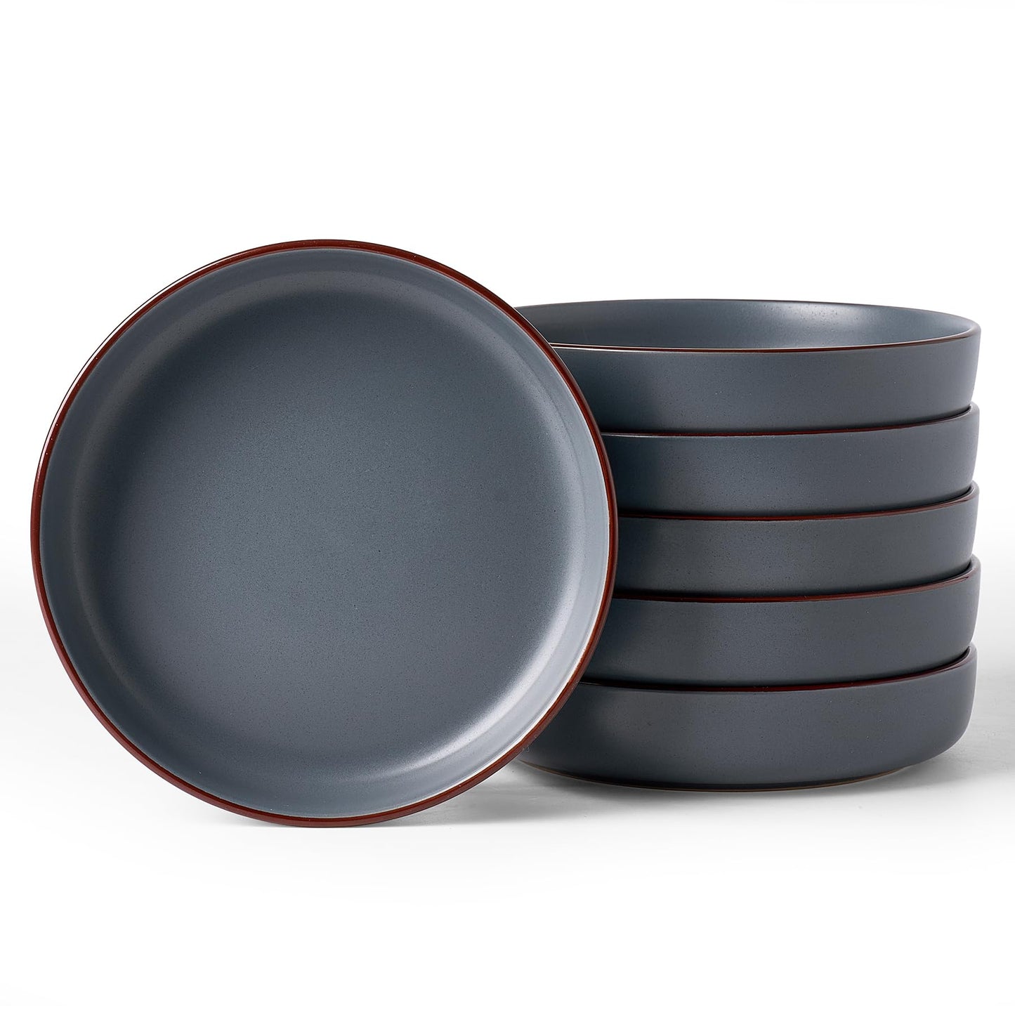 famiware Mercury Pasta Bowls Set of 4, 33 oz Large Salad Bowls, Ceramic Pasta Plates Bowls, Serving Bowls for Kitchen, Microwave & Dishwasher Safe, Charcoal