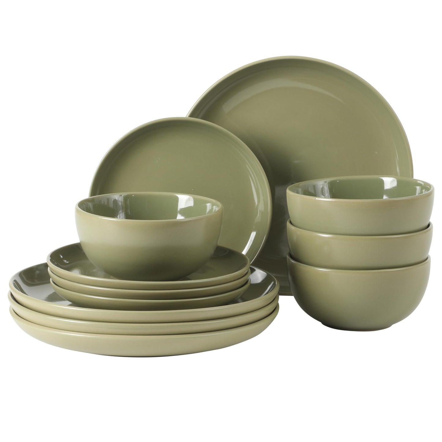 Gibson Home Rockaway 12-Piece Stoneware Dinnerware Set, Service for 4 – Modern Round Plates and Bowls, Dishwasher & Microwave Safe, Black