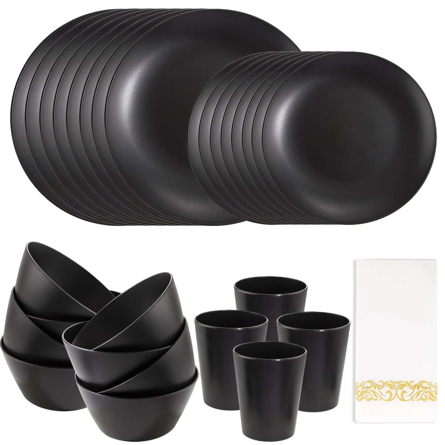 Supernal 32pcs Wheat Straw Dinnerware Sets,Plates and Bowls Sets,Reusable Plastic Plate,Microwave Dishwasher Safe,Plastic Dinnerware Set,Four Color Set 16pcs Plates,8pcs Bowls,8pcs Cups