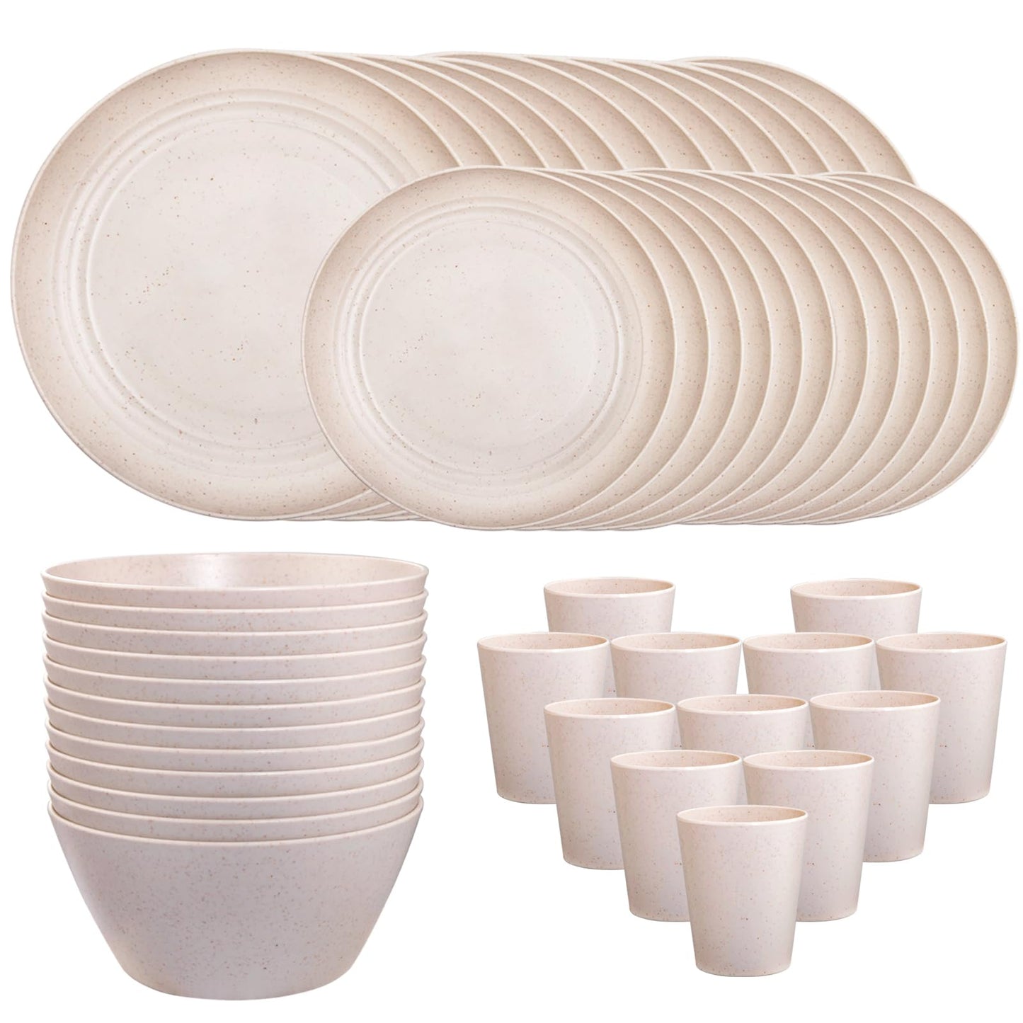 LIYH 48 Pcs Black Wheat Straw Plates and Bowls Dinnerware Set for 12, Camping Dish Set, Dishwasher Safe, Unbreakable Plastic Camper Dishes
