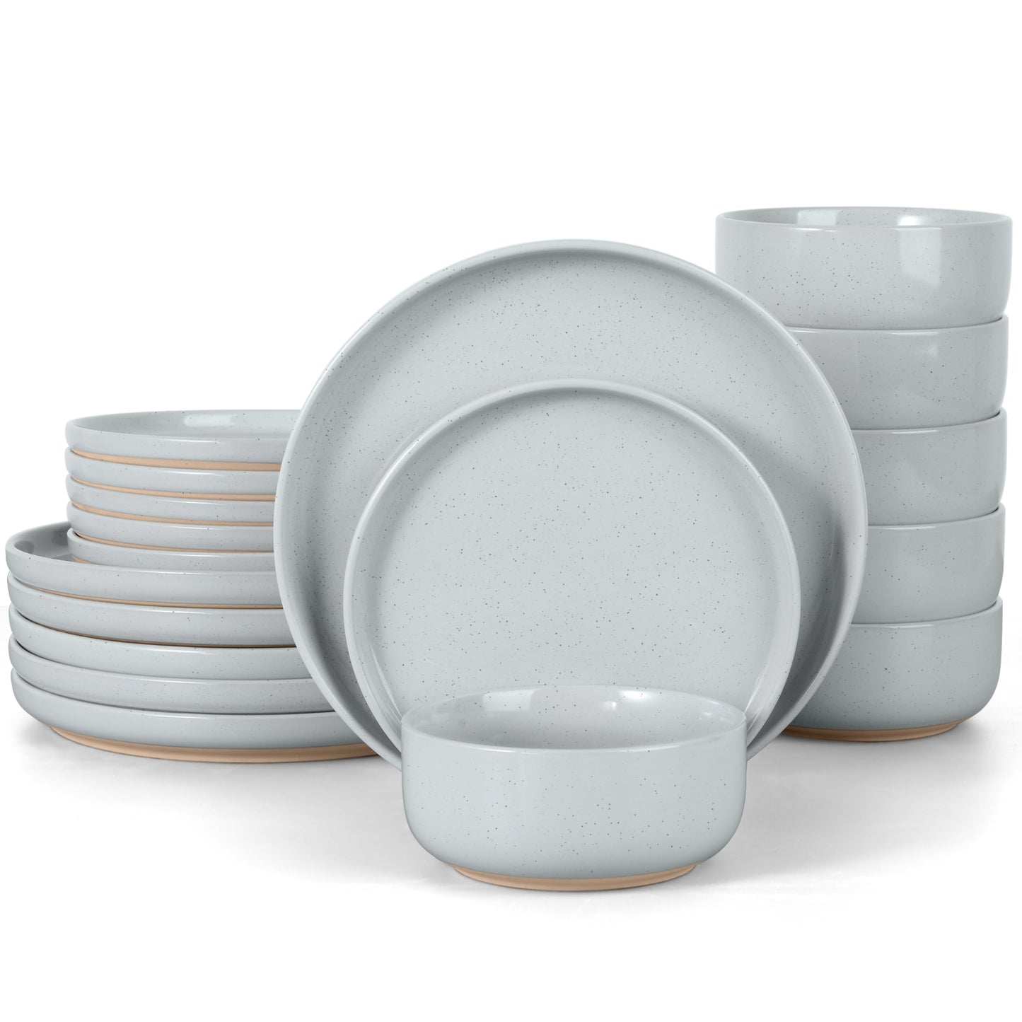 LIANYU Plates and Bowls Sets, 12 Pieces Stoneware Dinnerware Set for 4, Modern Kitchen Dinner Set Ceramic Dishware Dishes Set, Microwave and Dishwasher Safe, Cloud White