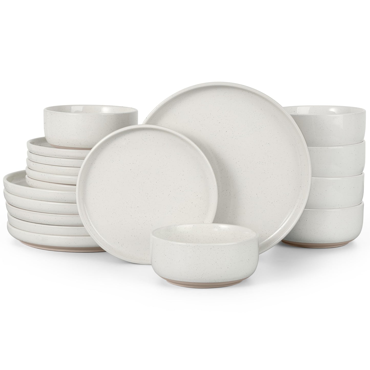 HaWare Stoneware Dinnerware Sets, 12-Piece Plates and Bowls Set for 4, Dishes Set for Home Restaurant, Speckled Asparagus Green