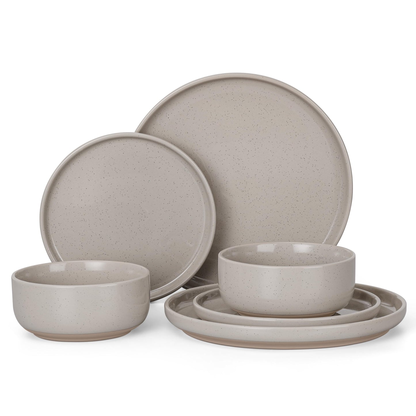 HaWare Stoneware Dinnerware Sets, 12-Piece Plates and Bowls Set for 4, Dishes Set for Home Restaurant, Speckled Asparagus Green
