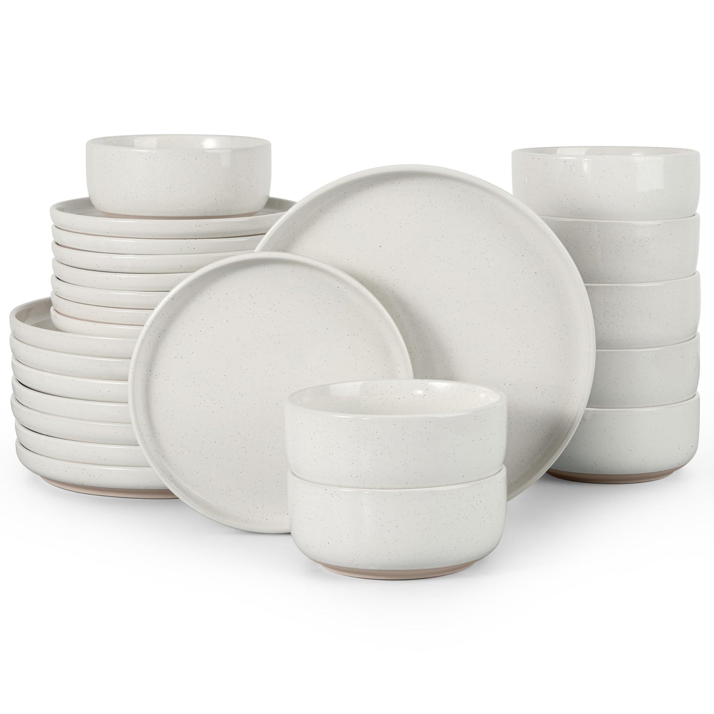 HaWare Stoneware Dinnerware Sets, 12-Piece Plates and Bowls Set for 4, Dishes Set for Home Restaurant, Speckled Asparagus Green