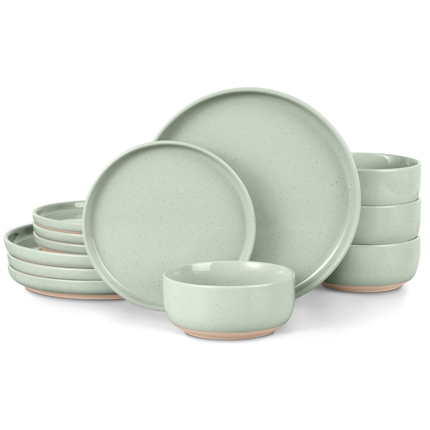 LIANYU Plates and Bowls Sets, 12 Pieces Stoneware Dinnerware Set for 4, Modern Kitchen Dinner Set Ceramic Dishware Dishes Set, Microwave and Dishwasher Safe, Cloud White