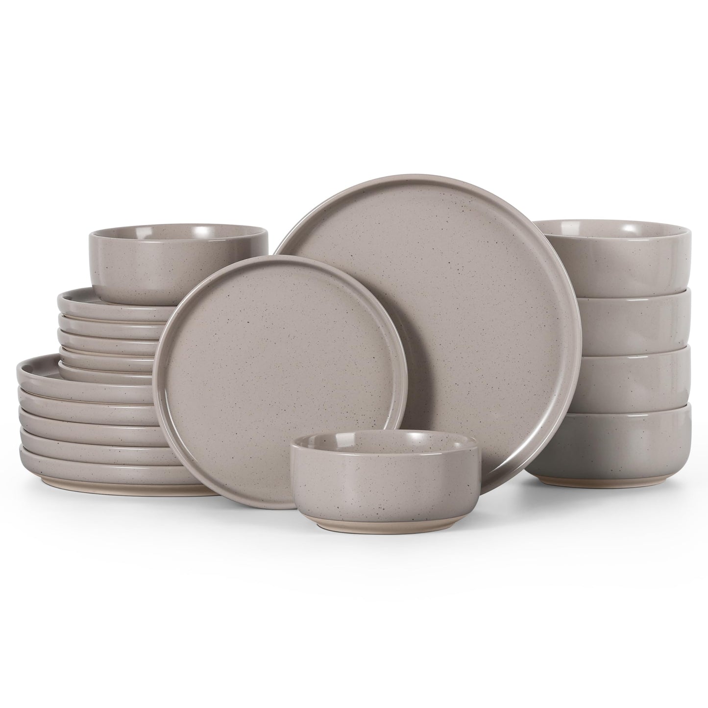 HaWare Stoneware Dinnerware Sets, 12-Piece Plates and Bowls Set for 4, Dishes Set for Home Restaurant, Speckled Asparagus Green