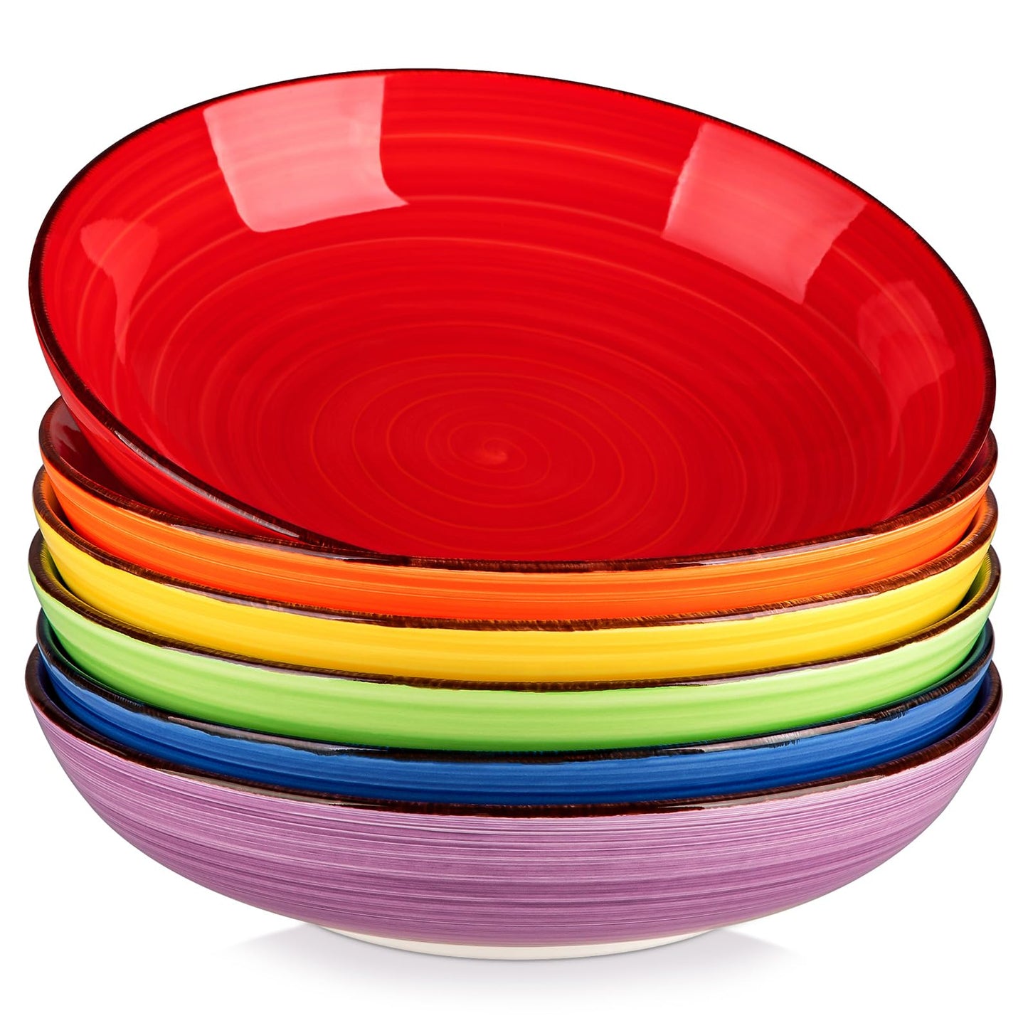 vancasso Bonita 38 oz Ceramic Pasta Bowls Set of 6, Microwave & Dishwasher Safe, 8.5 Inch Elegant Shallow Bowls Set for Pasta, Salad, & Soup – Large Capacity Pasta Plates Sets, Blue
