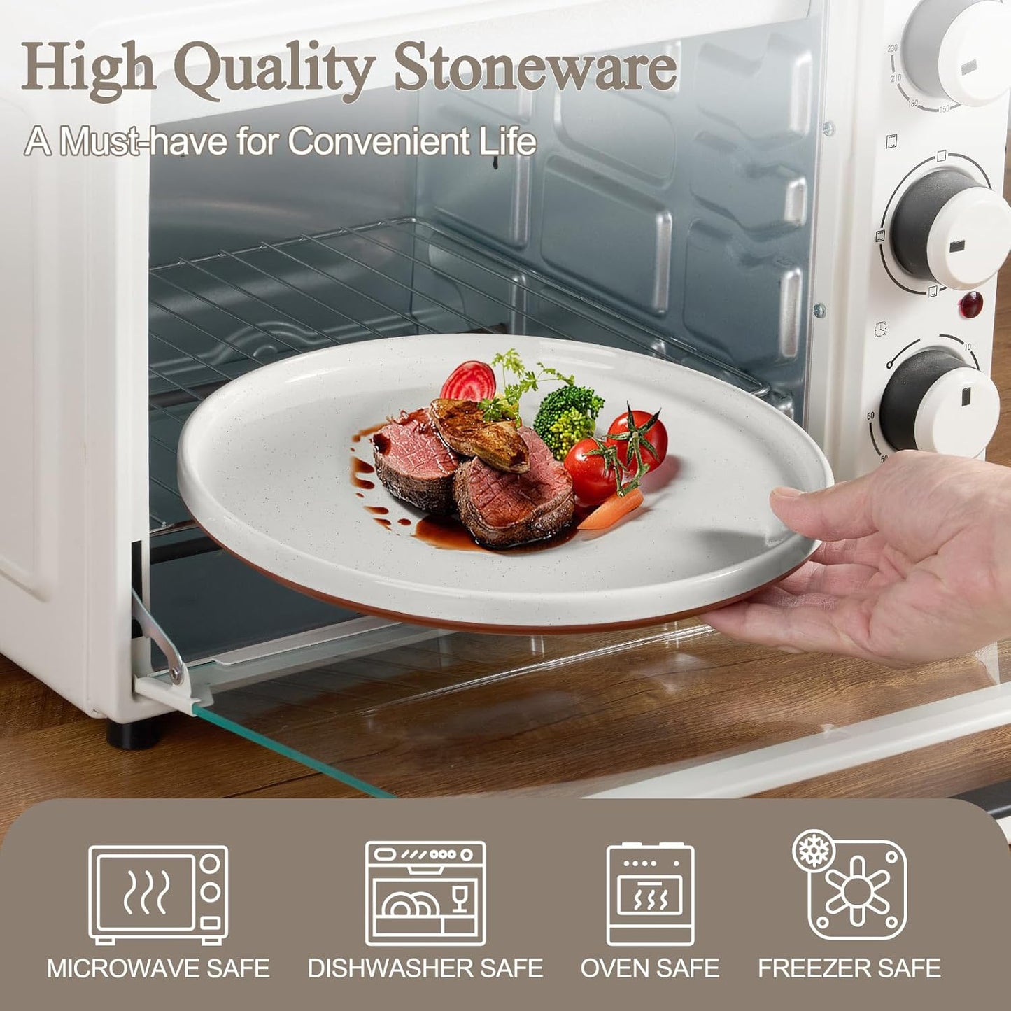 LIANYU Plates and Bowls Sets, 12 Pieces Stoneware Dinnerware Set for 4, Modern Kitchen Dinner Set Ceramic Dishware Dishes Set, Microwave and Dishwasher Safe, Cloud White