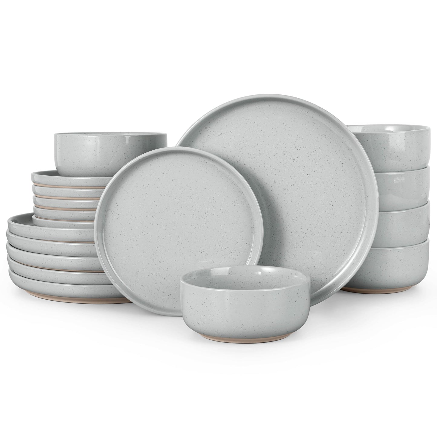 HaWare Stoneware Dinnerware Sets, 12-Piece Plates and Bowls Set for 4, Dishes Set for Home Restaurant, Speckled Asparagus Green