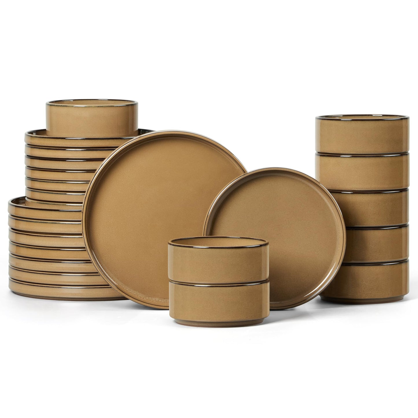 LIANYU Plates and Bowls Sets, 12 Pieces Stoneware Dinnerware Set for 4, Modern Kitchen Dinner Set Ceramic Dishware Dishes Set, Microwave and Dishwasher Safe, Cloud White