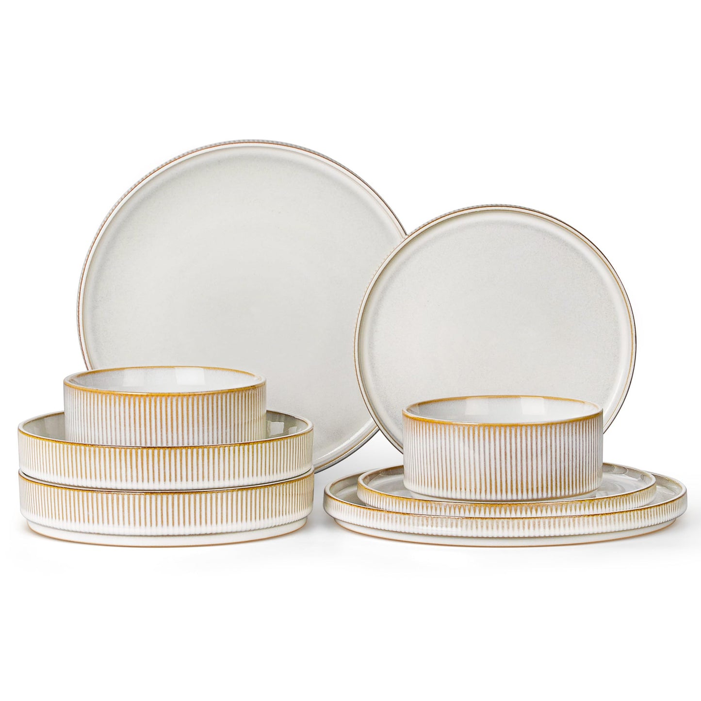 LIANYU 12 Piece Porcelain Dinnerware Sets for 4, Ceramic Durable Plates and Bowls, Chip and Scratch Resistant Dishware Dishes Set, Dishwasher & Microwave Safe Stoneware Set, Black Onyx