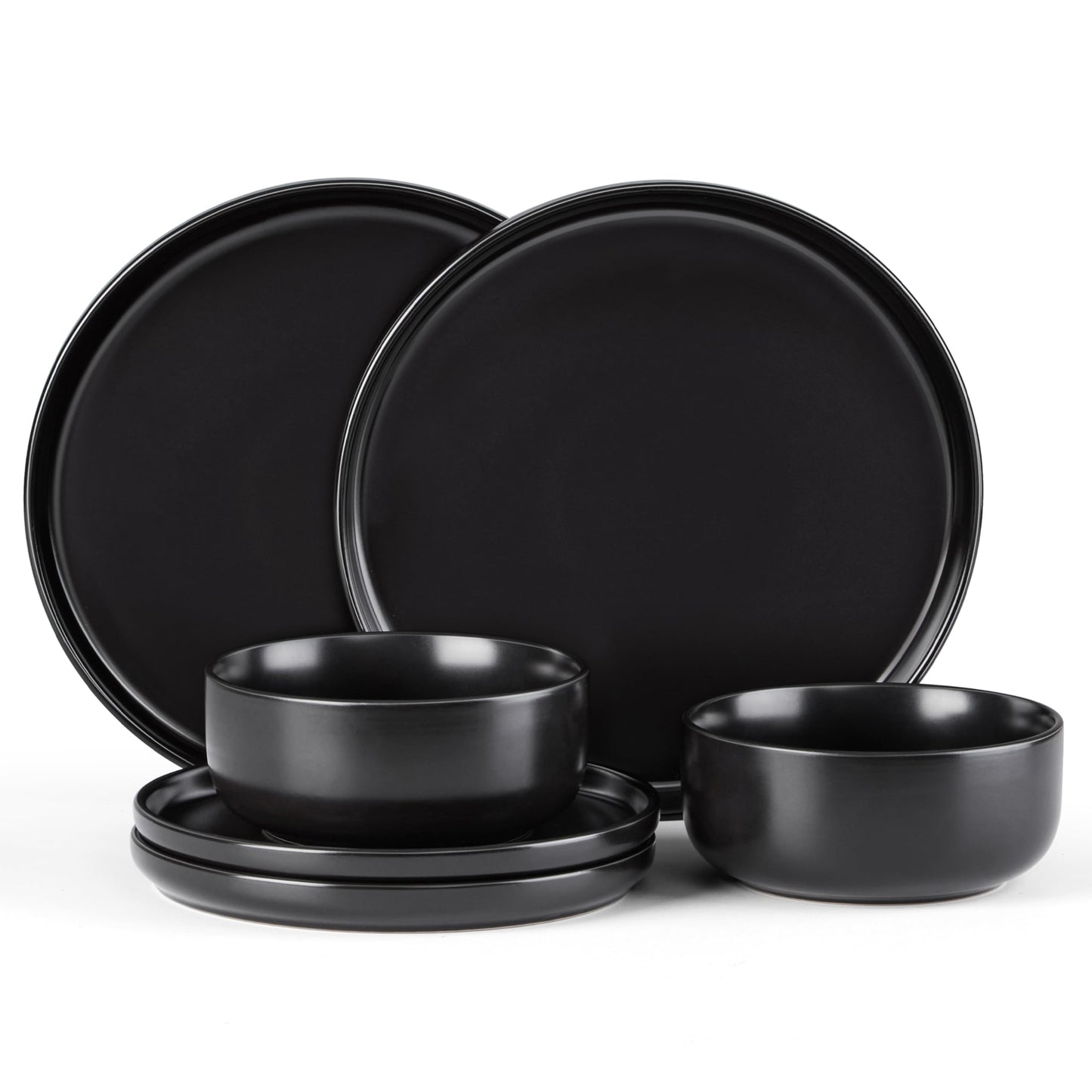 E-far 12-Piece Plates and Bowls Set, Stoneware Dinnerware Sets for 4, Reactive Glaze Ceramic Dinning Ware Dishes, Microwave & Dishwasher Safe - Sandy Beige