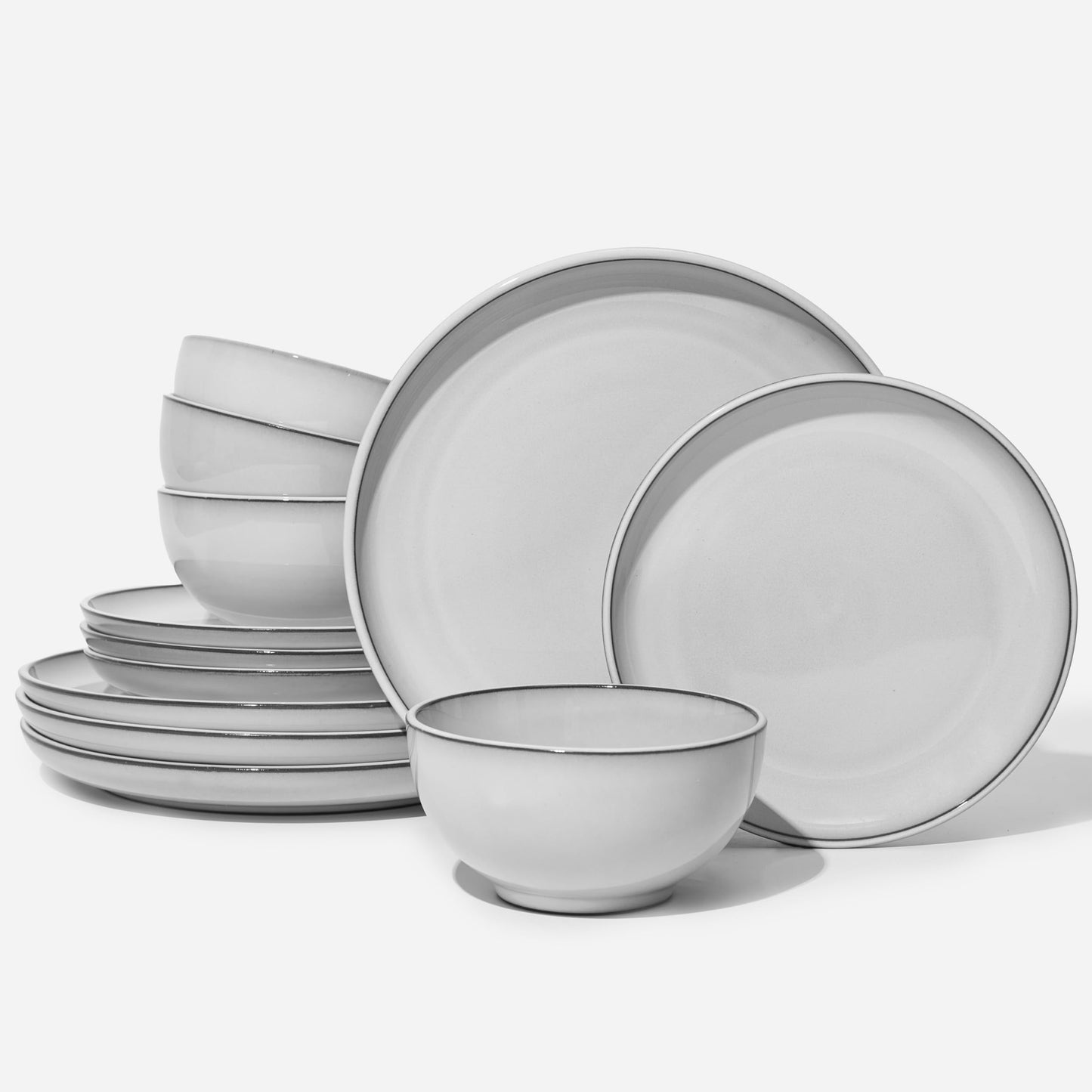 Pokini Stoneware Dinnerware Sets Service for 4, 12 pcs Reactive Glaze Plates and Bowls Sets, Handmade Ceramic Dish Set, Highly Chip and Crack Resistant Modern Plate Set, Brown Green