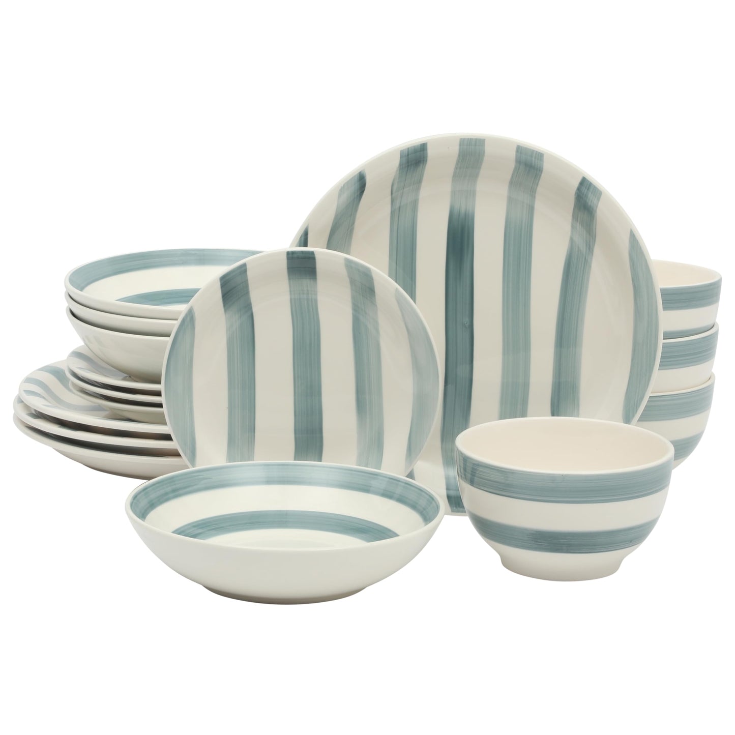 Gibson Home Rockaway 12-Piece Stoneware Dinnerware Set, Service for 4 – Modern Round Plates and Bowls, Dishwasher & Microwave Safe, Black