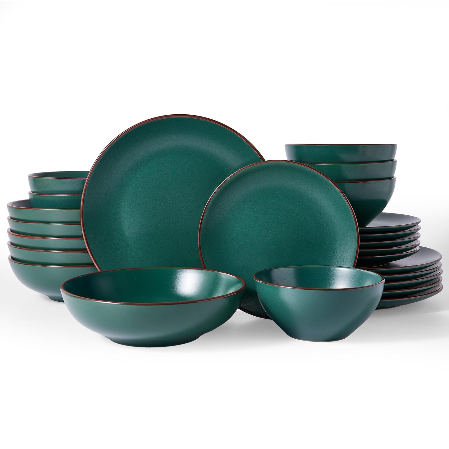 Famiware Venus Plates and Bowls Sets with Trim, 12 Pieces Speckled Stoneware Dishes Dinnerware Set for 4, Matte Dark Gray - Microwave & Dishwasher Safe, Modern Minimalist, Everyday & Formal Dining