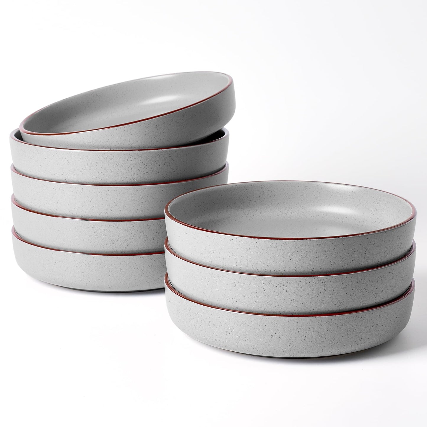 famiware Mercury Pasta Bowls Set of 4, 33 oz Large Salad Bowls, Ceramic Pasta Plates Bowls, Serving Bowls for Kitchen, Microwave & Dishwasher Safe, Charcoal