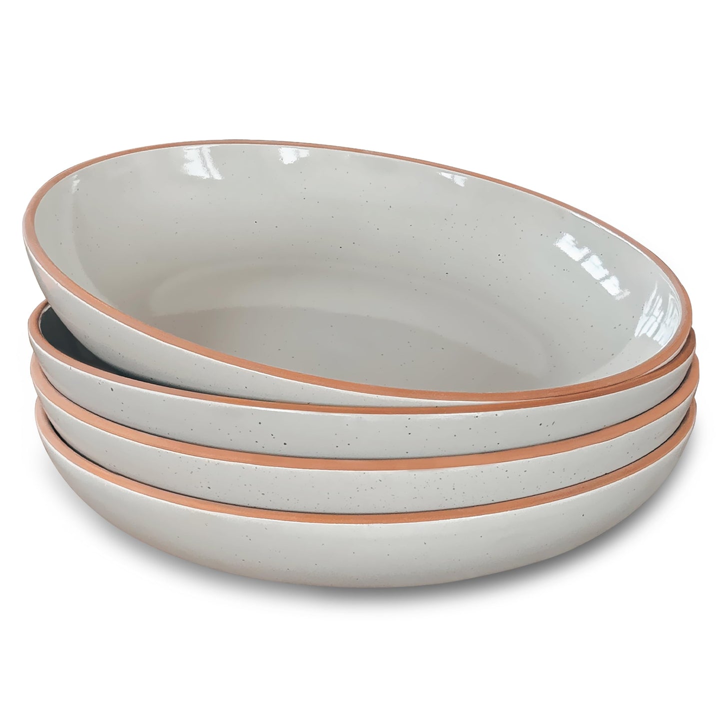 Mora Ceramic Artisan Matte Large Pasta Bowls 30oz, Set of 4 - Serving, Salad, Dinner, etc Kitchen Plate/Wide Bowl - Microwave, Oven, Dishwasher Safe - Modern Porcelain Stoneware Dishes, Safari Colors