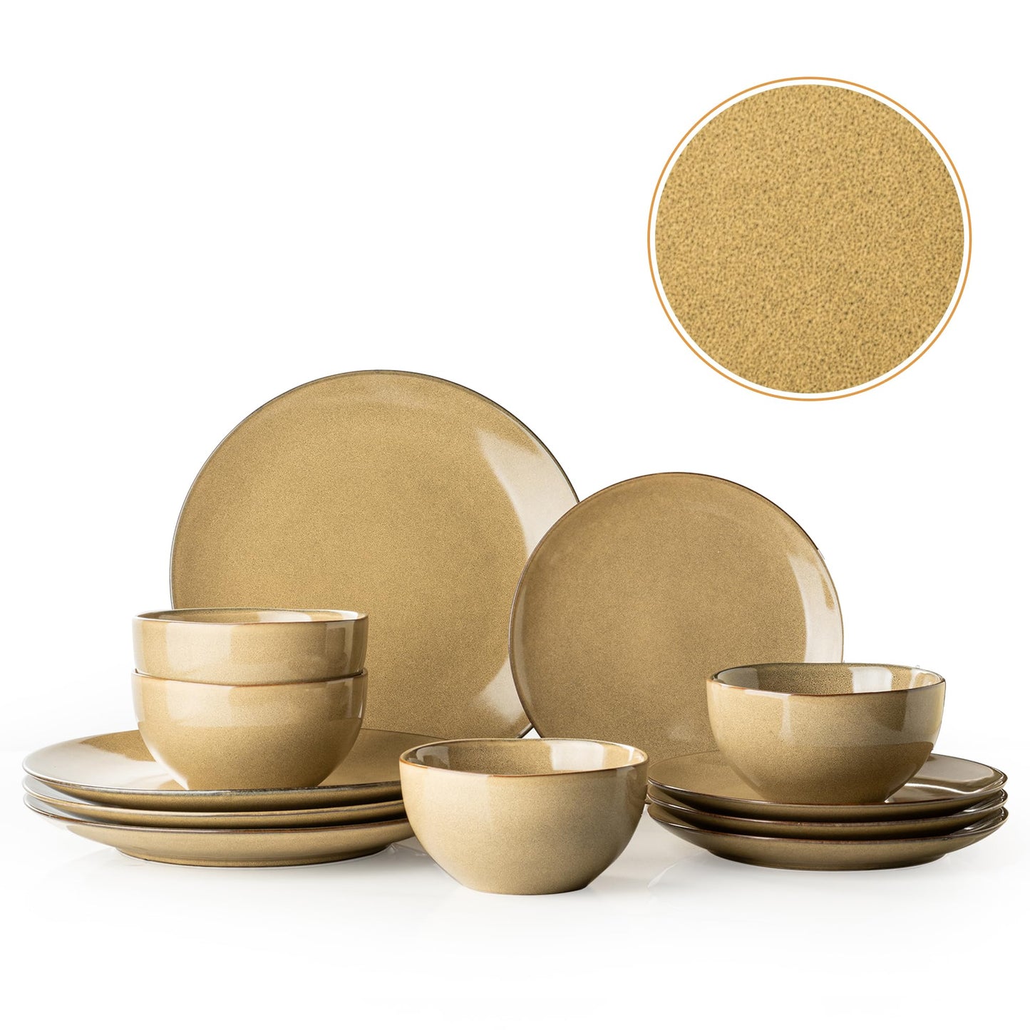 Dafuceramic Plates and Bowls Sets, 12 Pieces Modern Stoneware Dinnerware Set for 4 Kitchen Dinner Set Ceramic Dishware Dishes Set Microwave and Dishwasher Safe (White)
