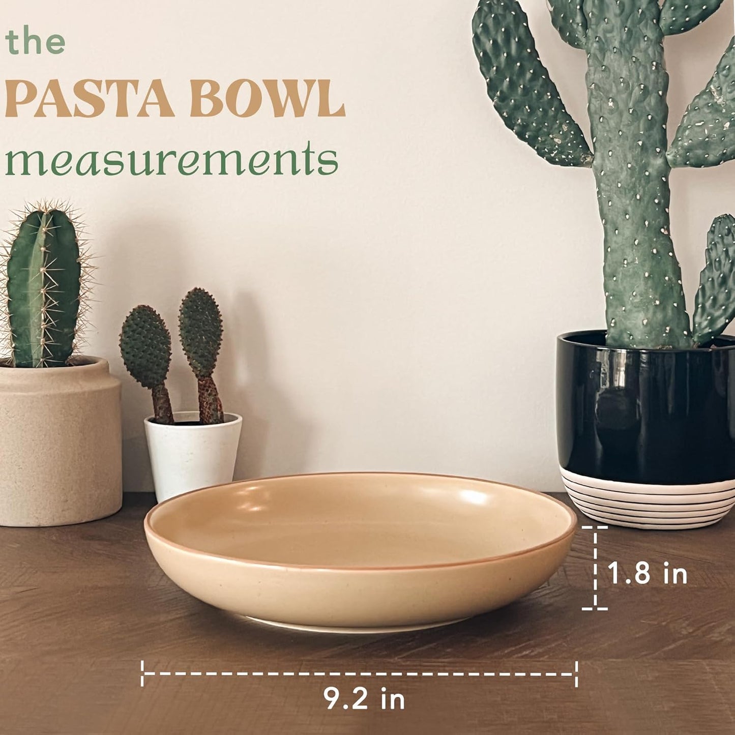 Mora Ceramic Artisan Matte Large Pasta Bowls 30oz, Set of 4 - Serving, Salad, Dinner, etc Kitchen Plate/Wide Bowl - Microwave, Oven, Dishwasher Safe - Modern Porcelain Stoneware Dishes, Safari Colors