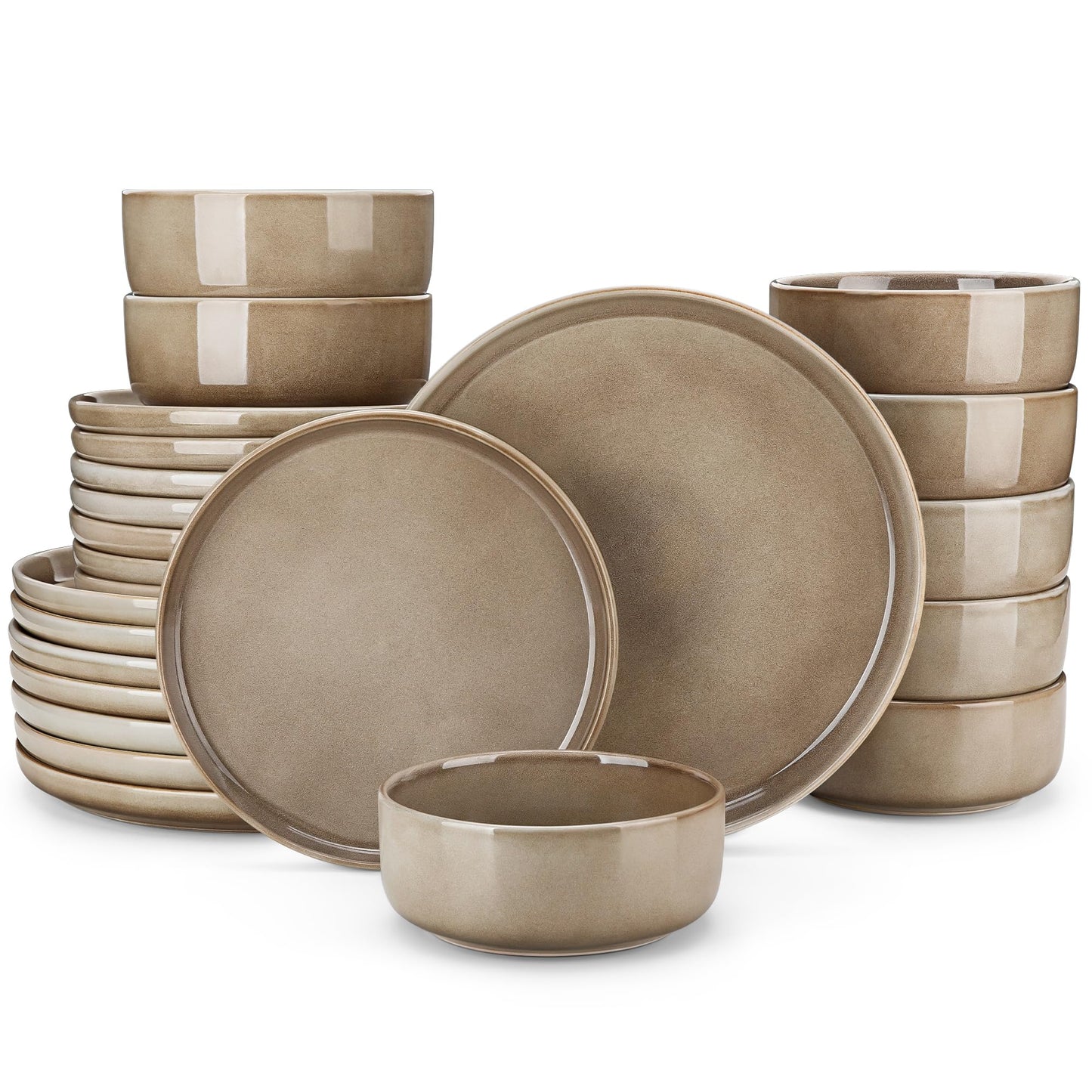 vancasso PLAYA Plates and Bowls Sets, 12 Pieces Grey-Blue Dinnerware Sets for Kitchen, Reactive Glaze Dishes Set for 4, Dishwasher and Microwave Safe