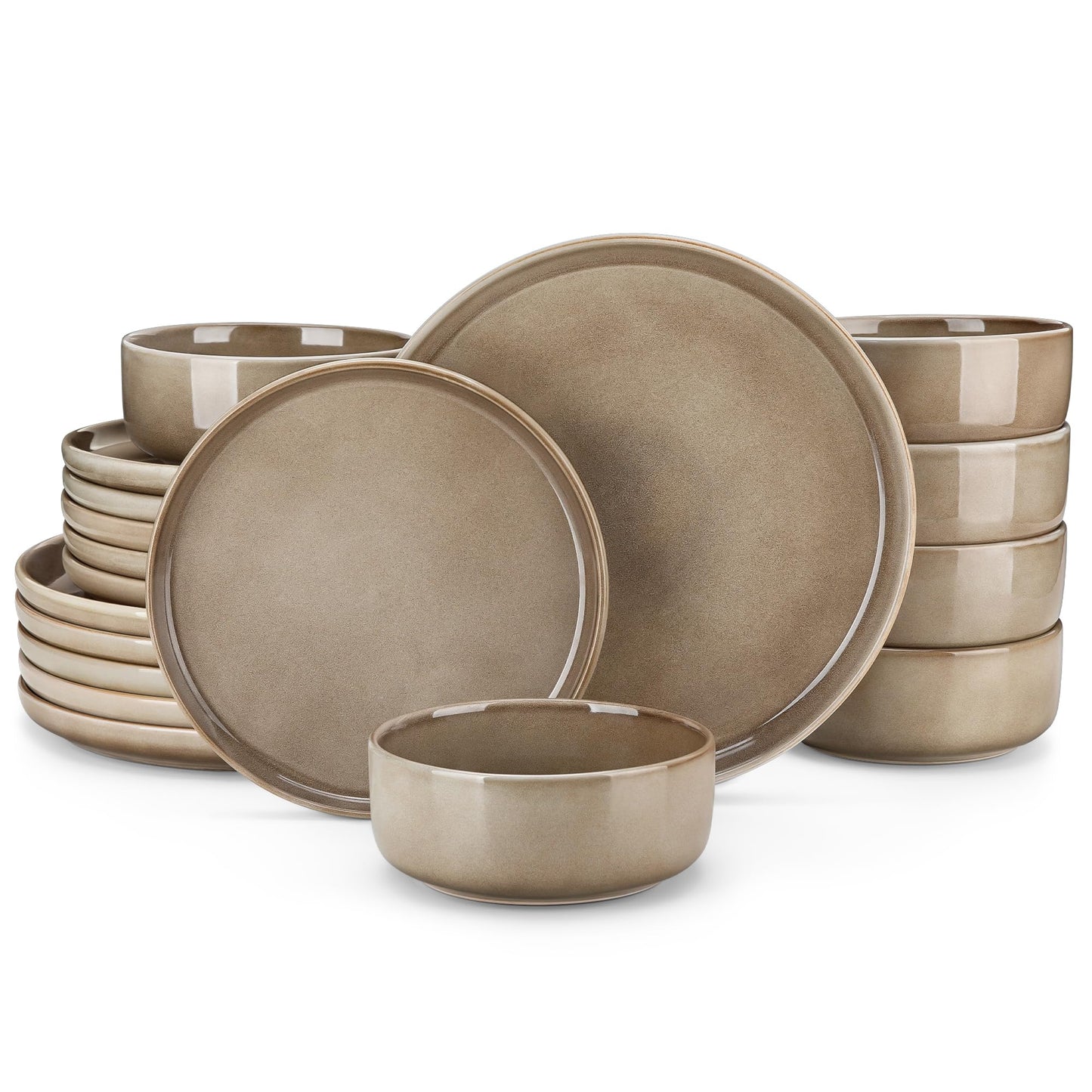 vancasso PLAYA Plates and Bowls Sets, 12 Pieces Grey-Blue Dinnerware Sets for Kitchen, Reactive Glaze Dishes Set for 4, Dishwasher and Microwave Safe